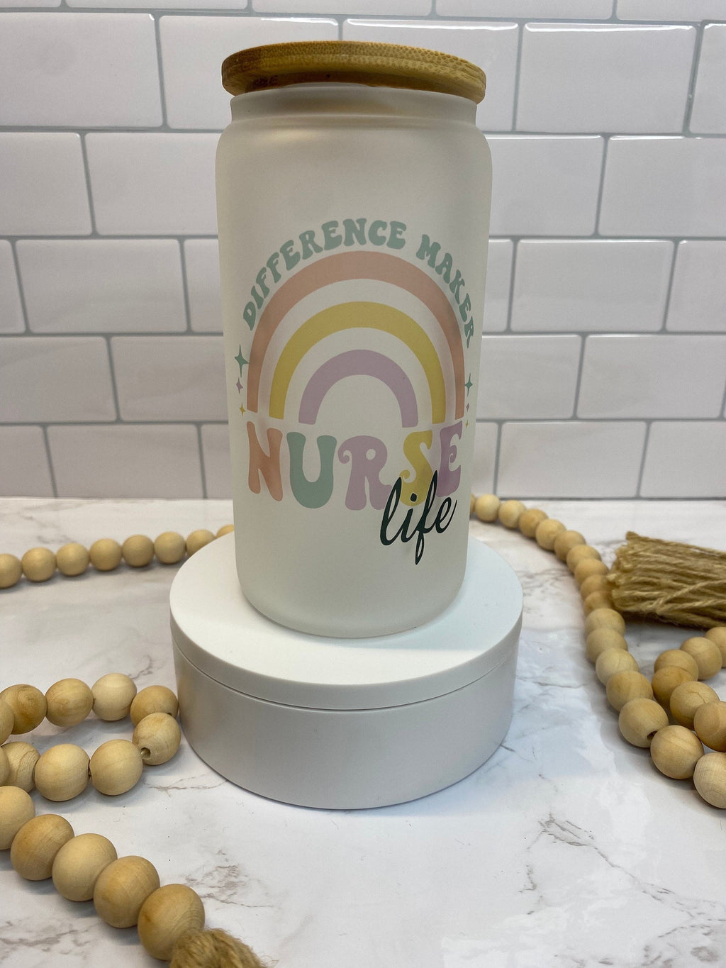 Nurse Themed Frosted Beer Can Glass