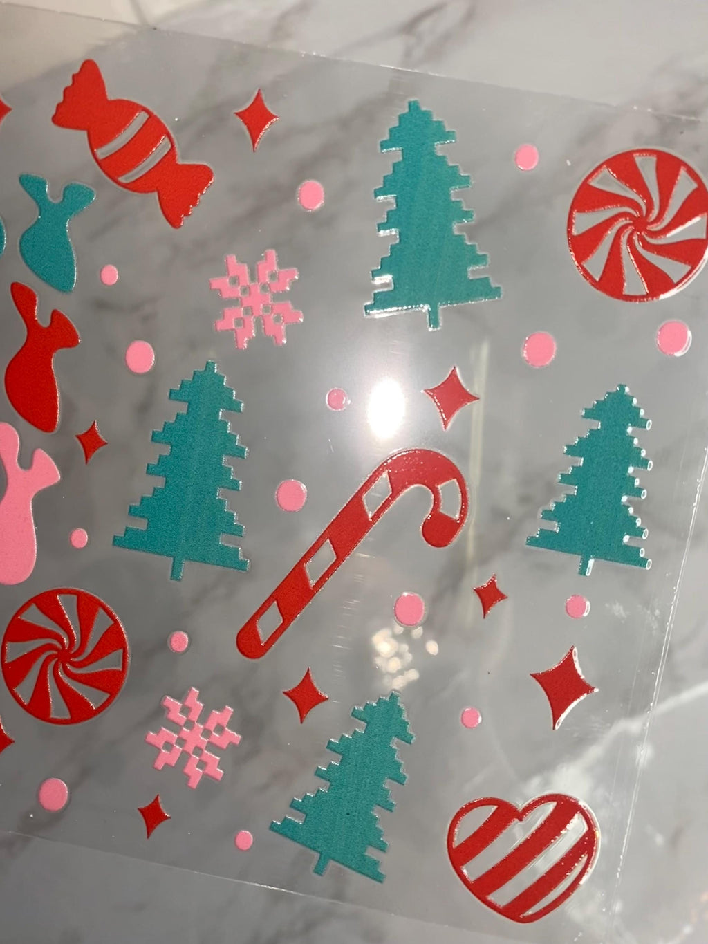 Merry Christmas UV DTF Wrap: 16oz Tumbler Design