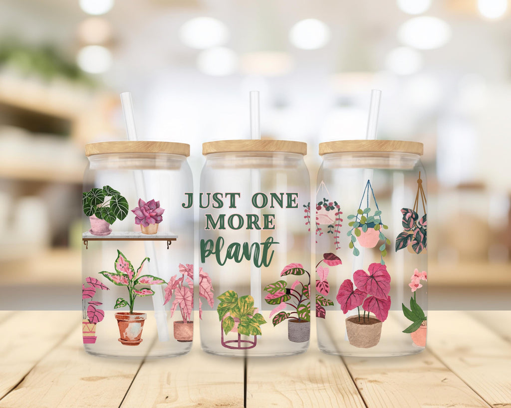 Just One More Plant UVDTF Cup Wrap – Pink Plants for the Girly Green Thumb