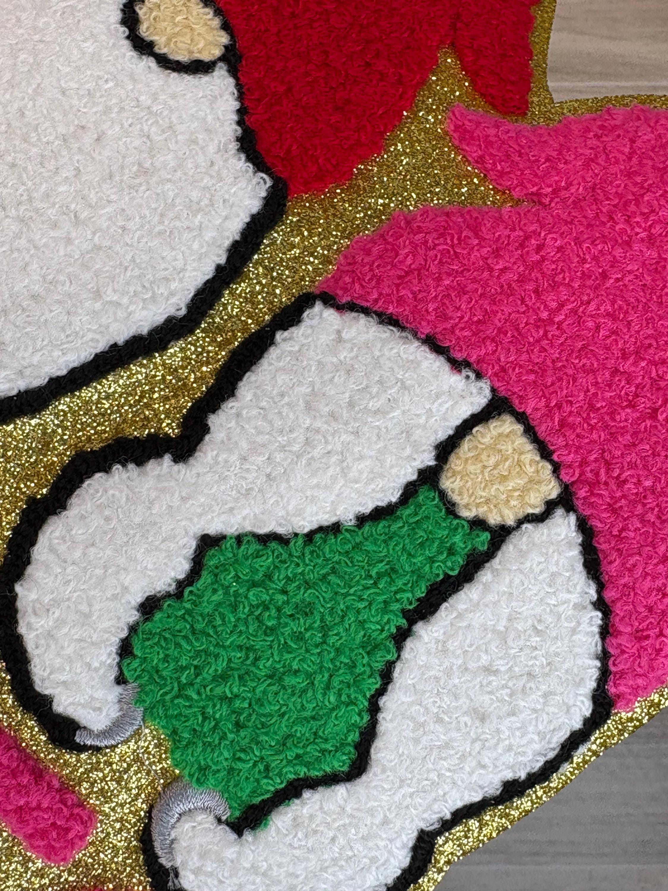 Gnomies Christmas Chenille Patch (9”) | Iron-On Holiday Applique