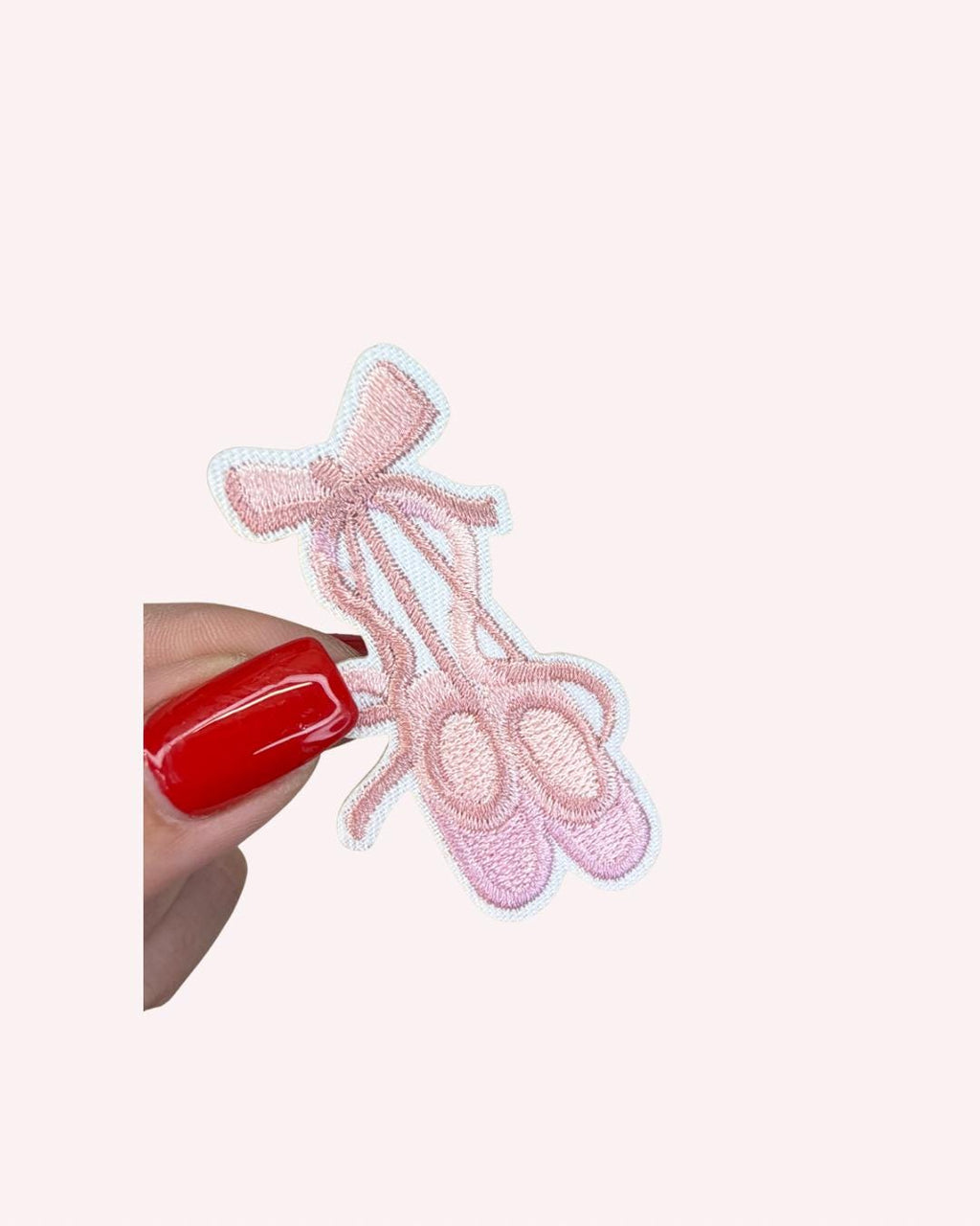 Small Girly Ballerina Slippers Iron-On Patch with Bow – 2-Inch Cute Dance Embellishment