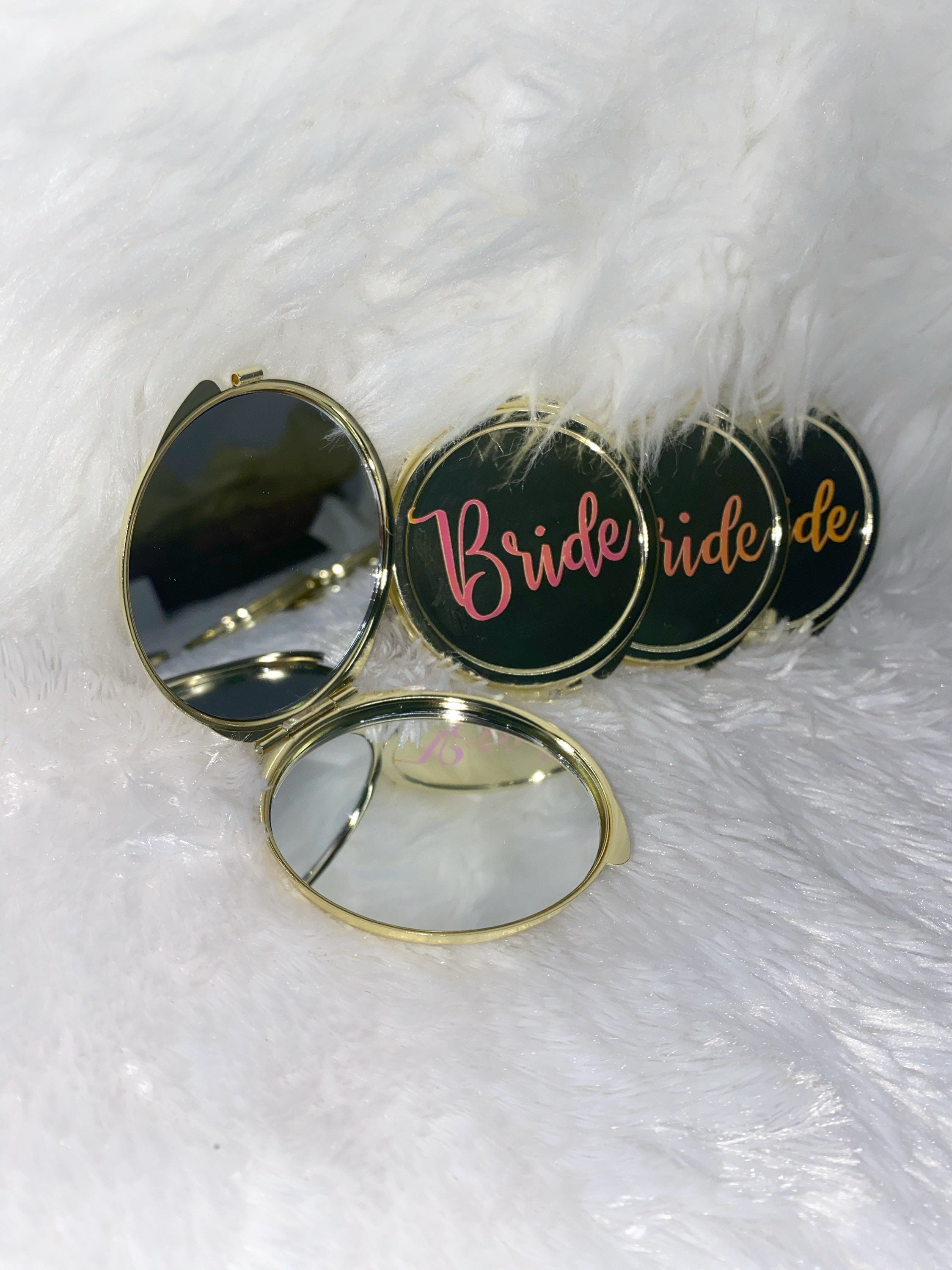 Holographic Bride/Bridesmaid Compact Mirror