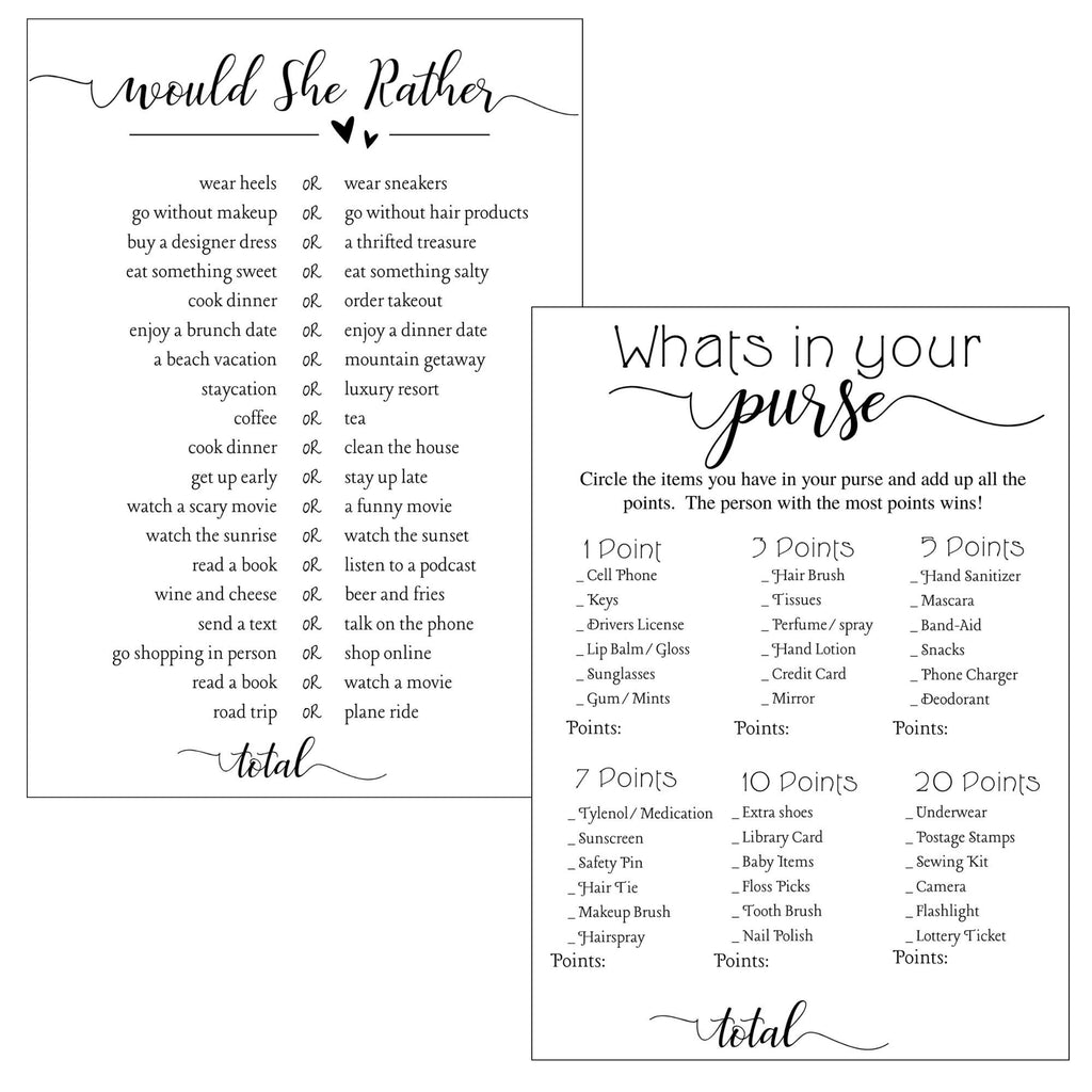 💍 Bridal Shower & Bachelorette Party Game Set (Printed & Shipped)