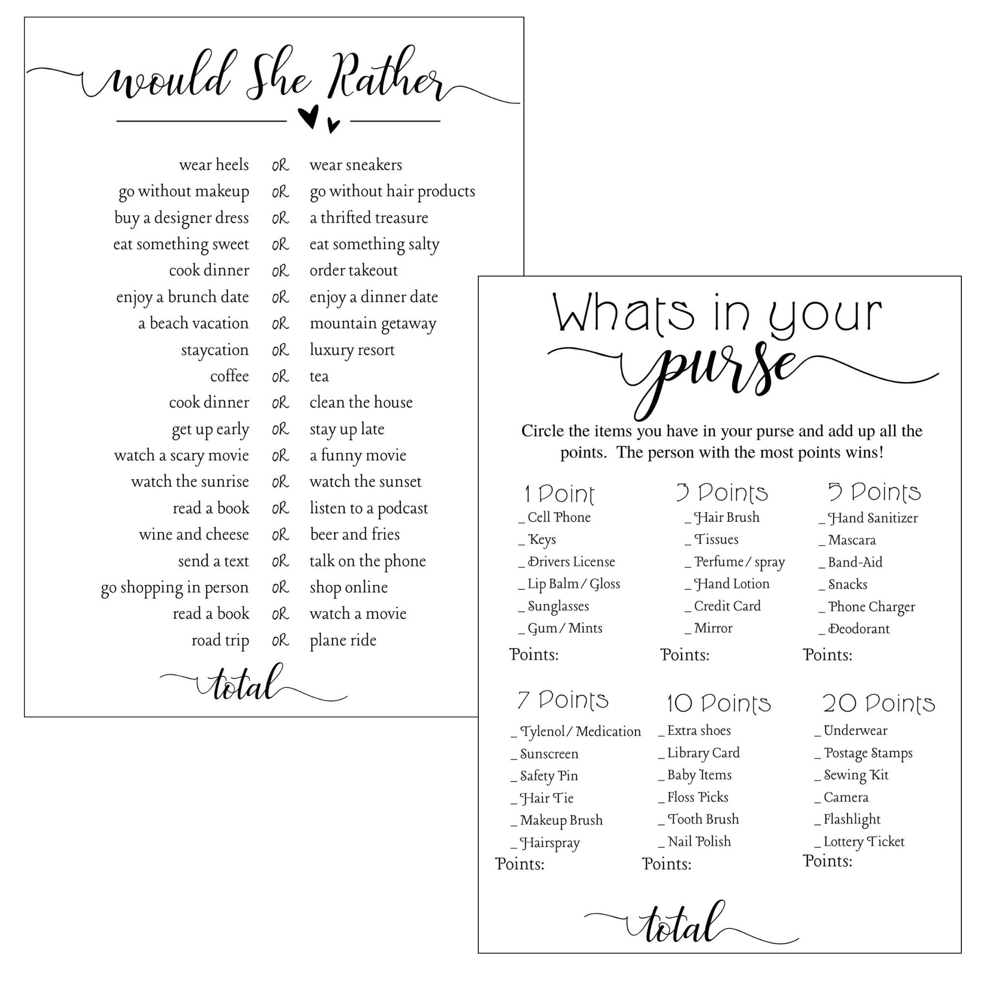 💍 Bridal Shower & Bachelorette Party Game Set (Printed & Shipped)