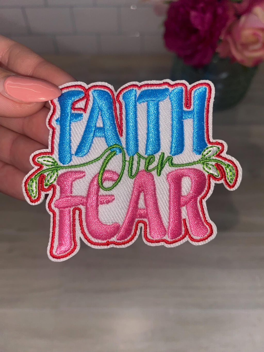 Faith Over Fear Embroidered Patch Set: Christian Iron-On Appliques (Set of 6)
