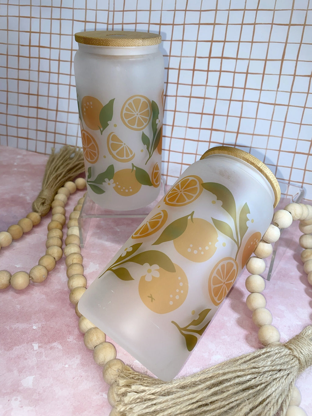 Frosted Beer Can Glass - Oranges themed