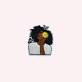 Natural Woman Patch with Sunflower – Embroidered Iron-On Patch | Natural Hair Beauty | Butterfly Aesthetic | Artistic Statement Patch