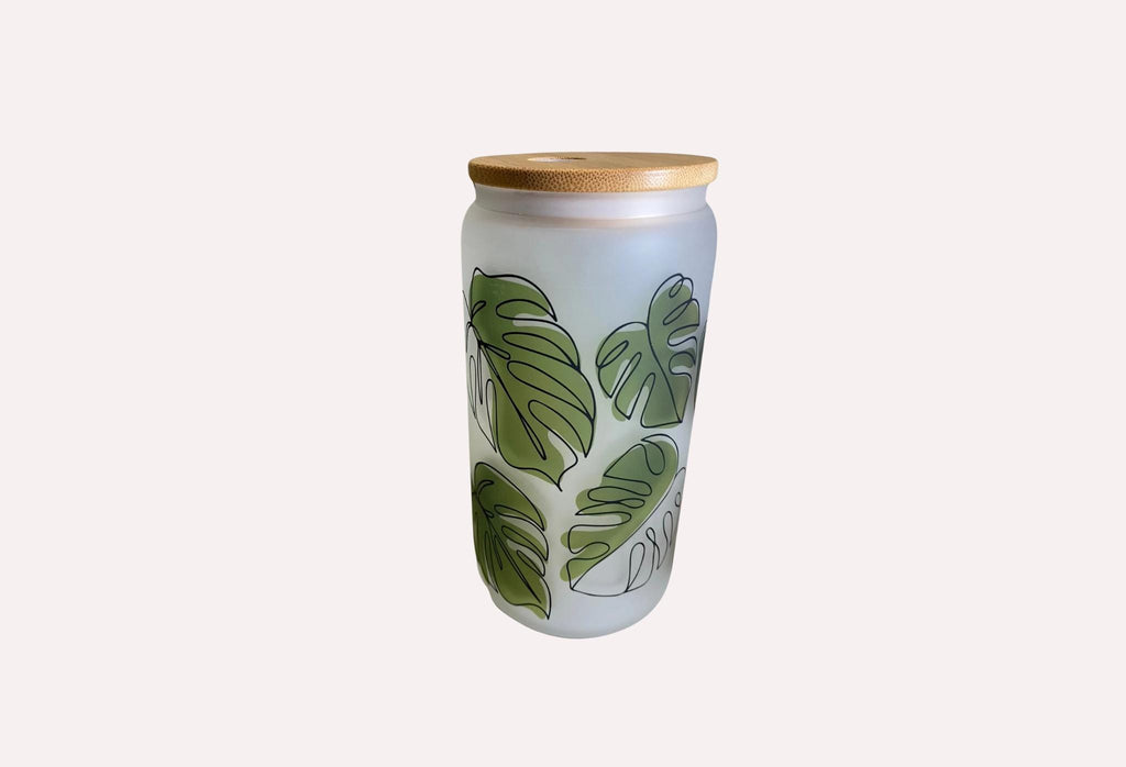 Chic Monstera Frosted Glass