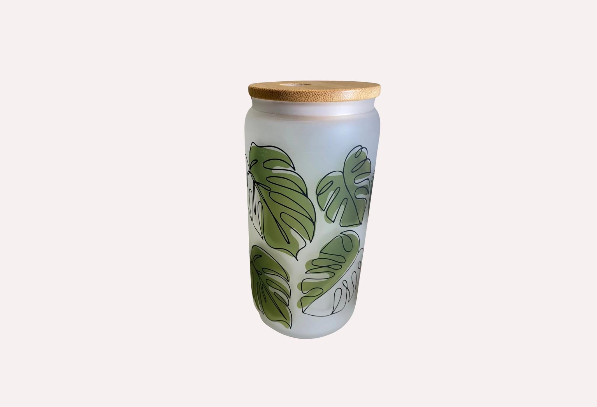 Chic Monstera Frosted Glass