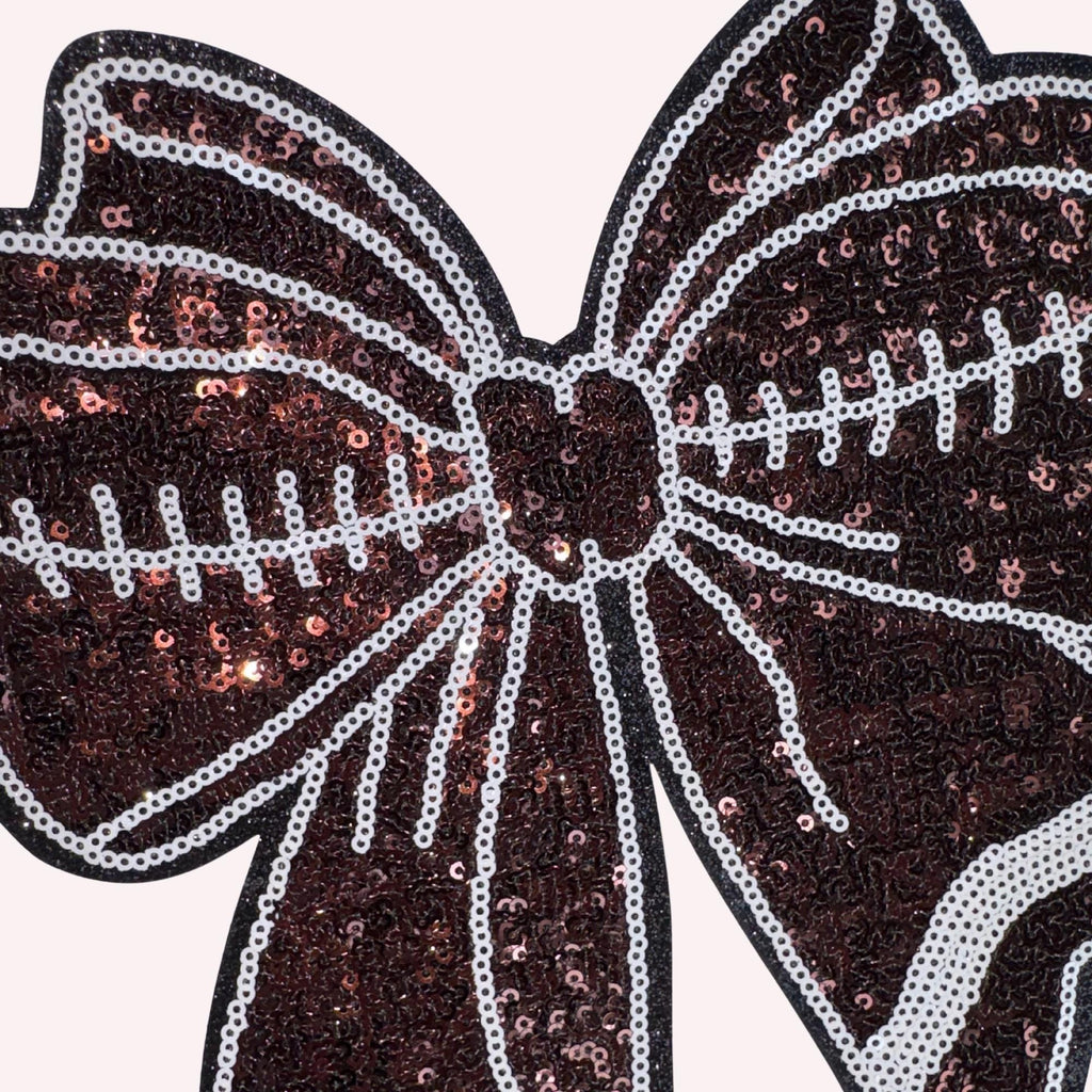 Sequin Football Bow Iron-On Patch