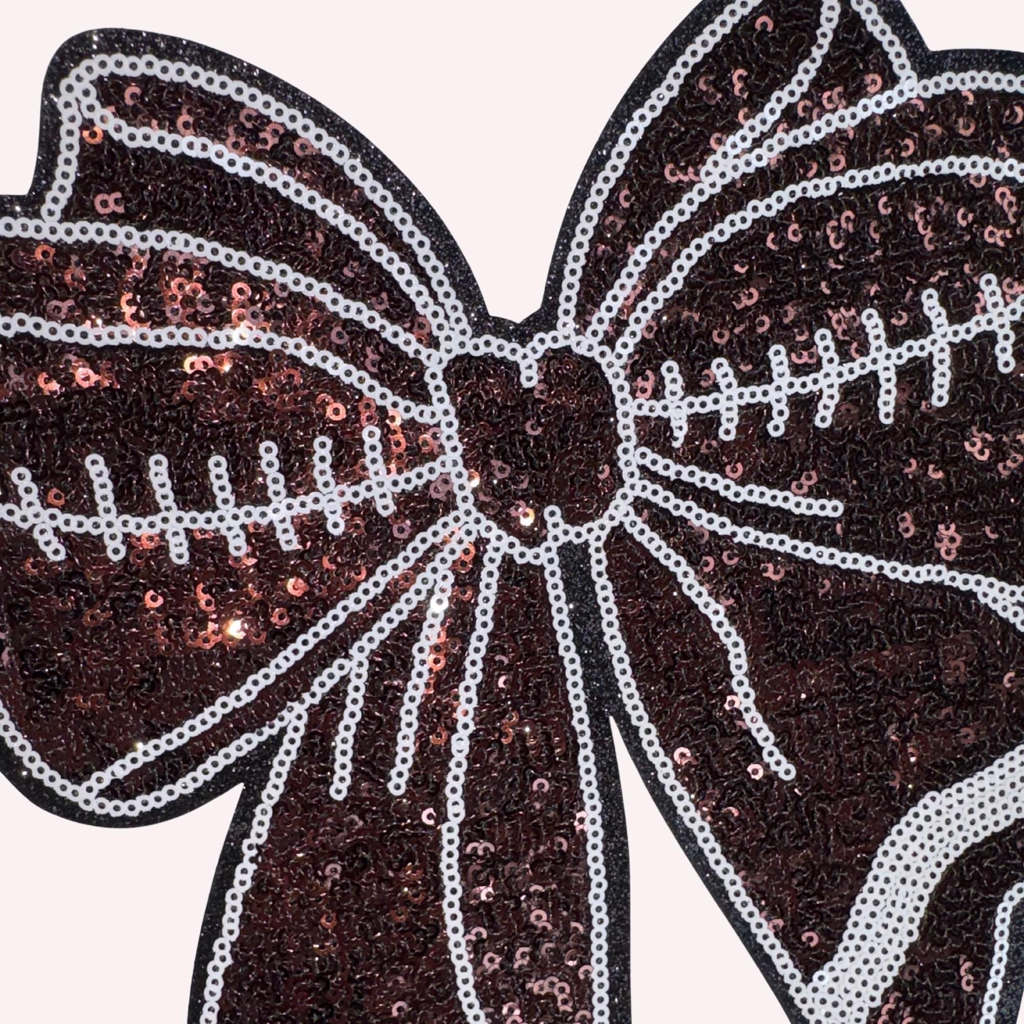 Sequin Football Bow Iron-On Patch