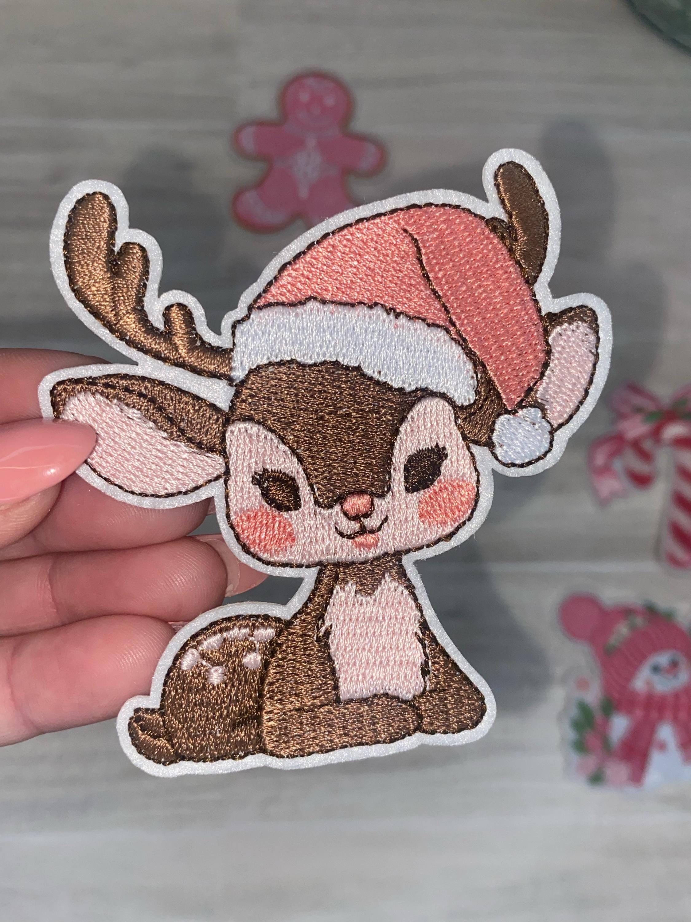 Pink Christmas Iron On Patch Set – 5 Piece Embroidered Holiday Patches