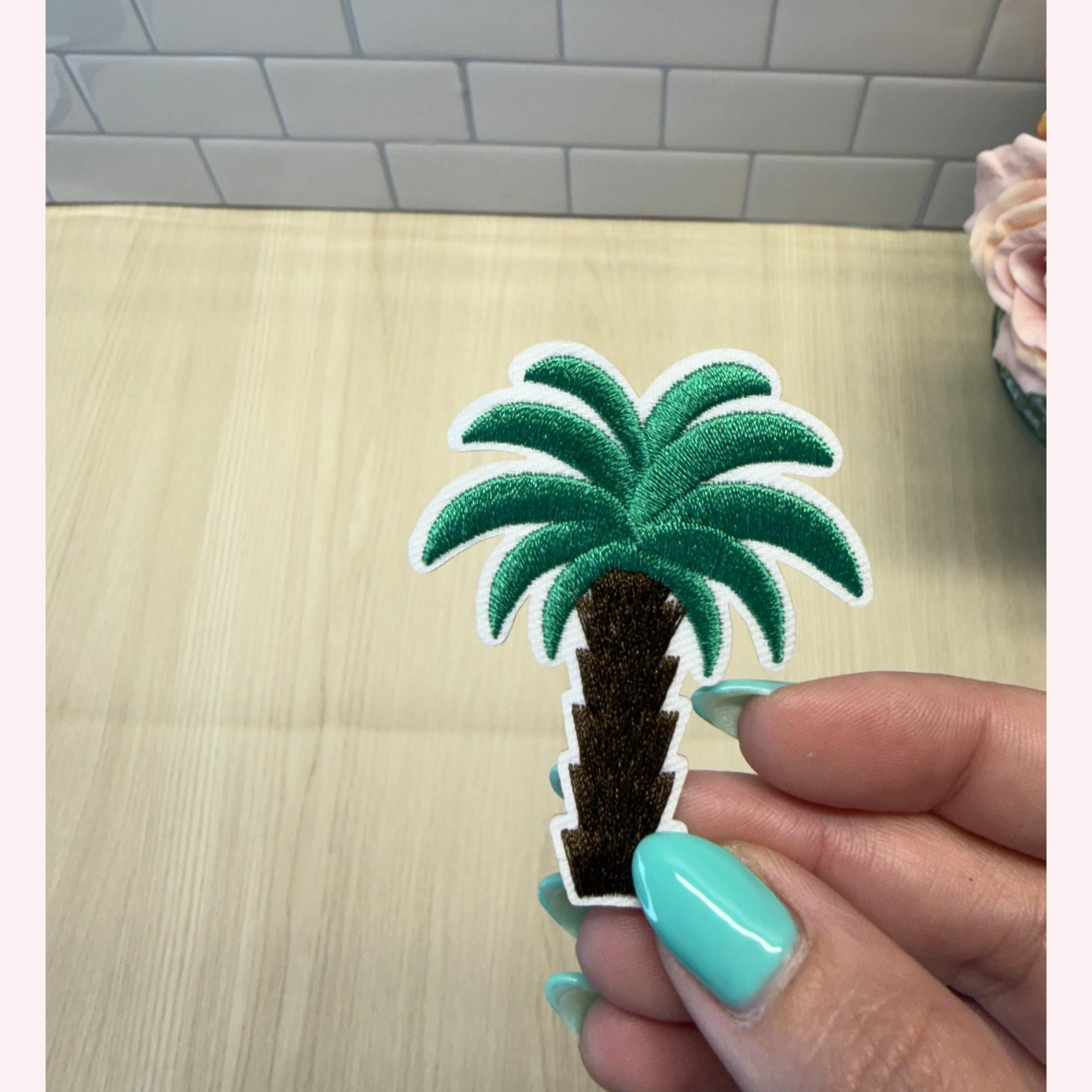 Small Palm Tree – Cute Miniature Tropical Decor, iron-on embroidered patch