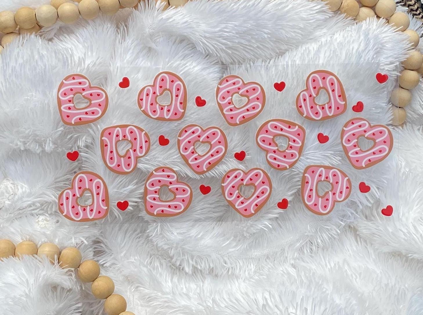Heart Sprinkled Donut UV DTF Wrap: 16oz Tumbler Decal