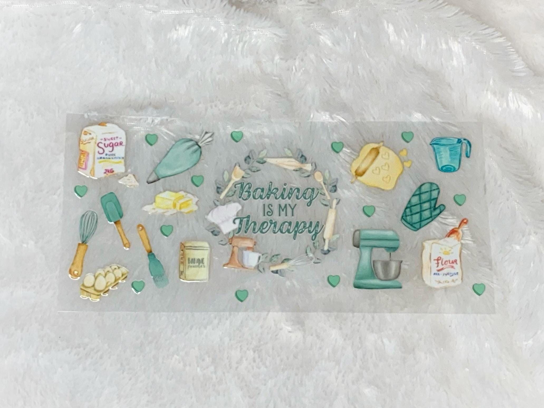 Baking Is My Therapy UV DTF Wrap Transfer: 16oz Glass Can Decal