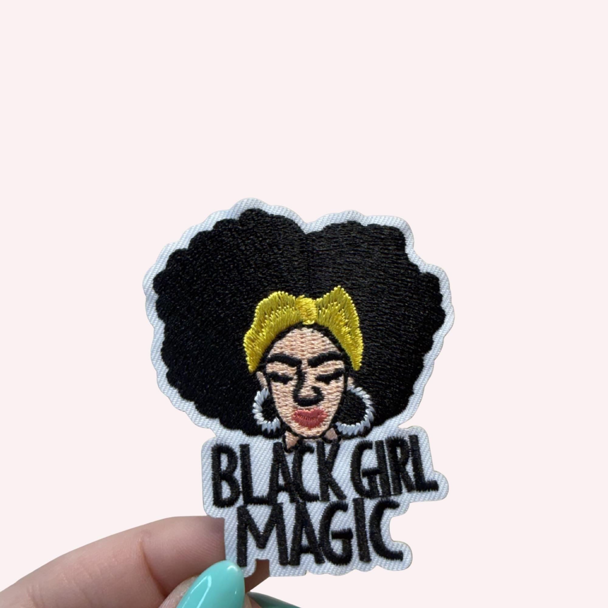 Black Girl Magic Patch – Embroidered Iron-On Patch, Melanin Pride | Natural Hair Patch | Empowerment Statement Patch