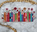 Books and Flowers UV DTF Wrap: 16oz Tumbler Decal