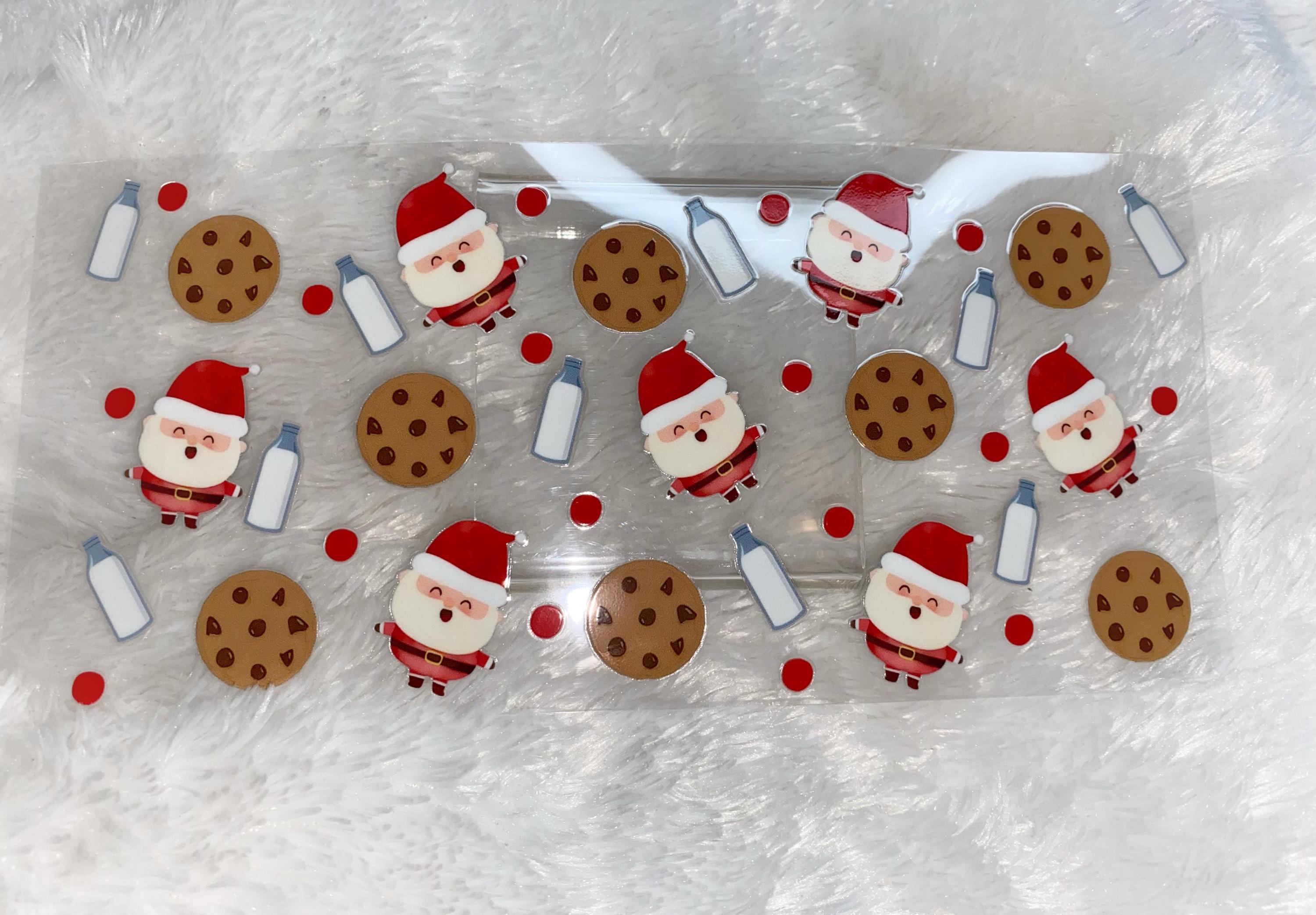 Santa and Cookies UV DTF Wrap: Christmas 16oz Tumbler Design (H4)