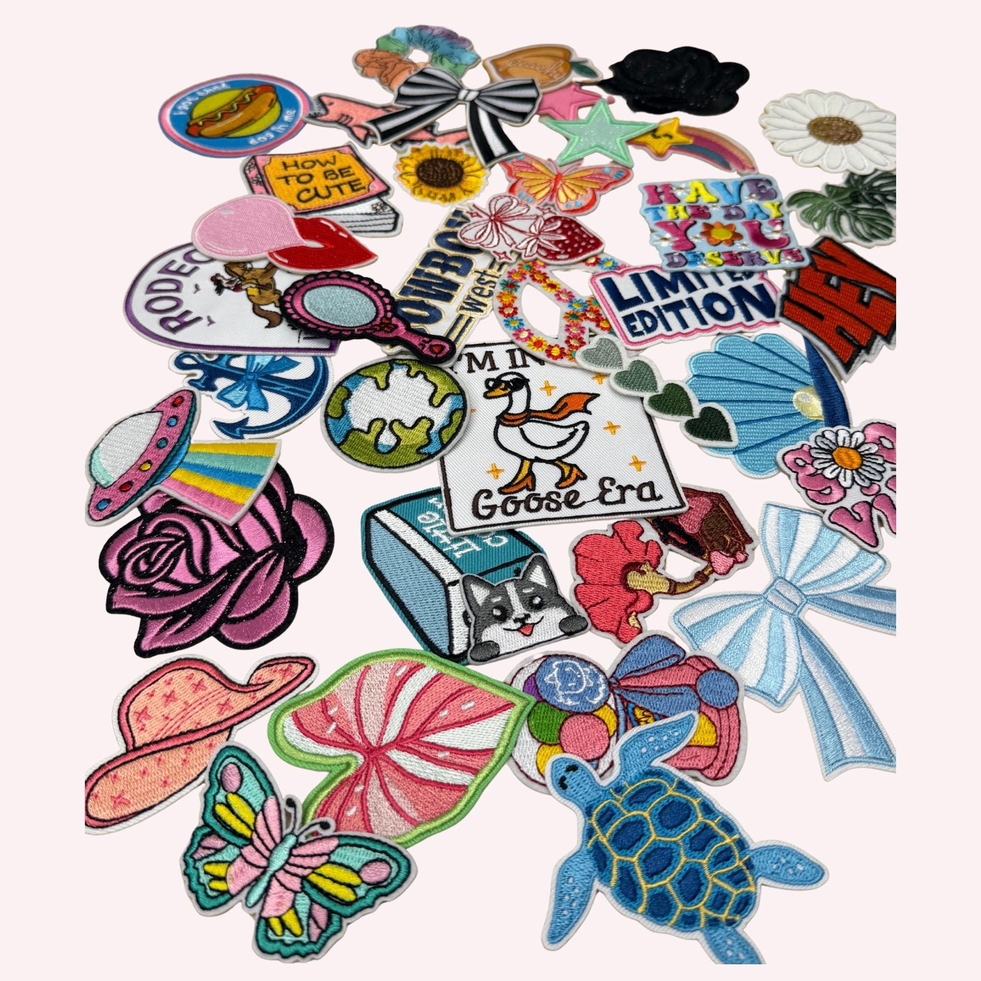 Playful Eclectic Patch Bundle – 40-Piece Iron-On Embroidery Set