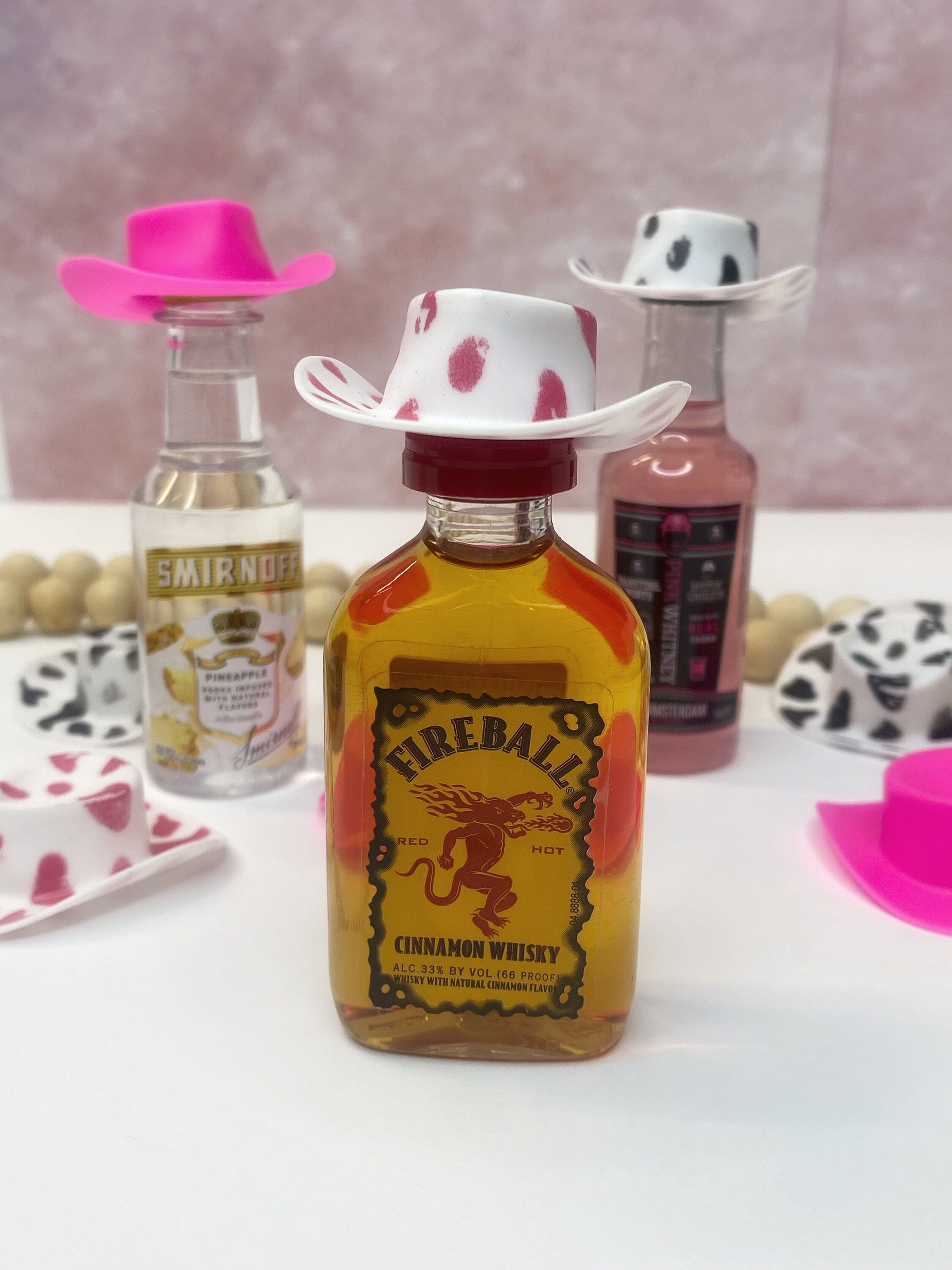 Bachelorette Cowboy Drink Hats: Mini Liquor Bottle Decor