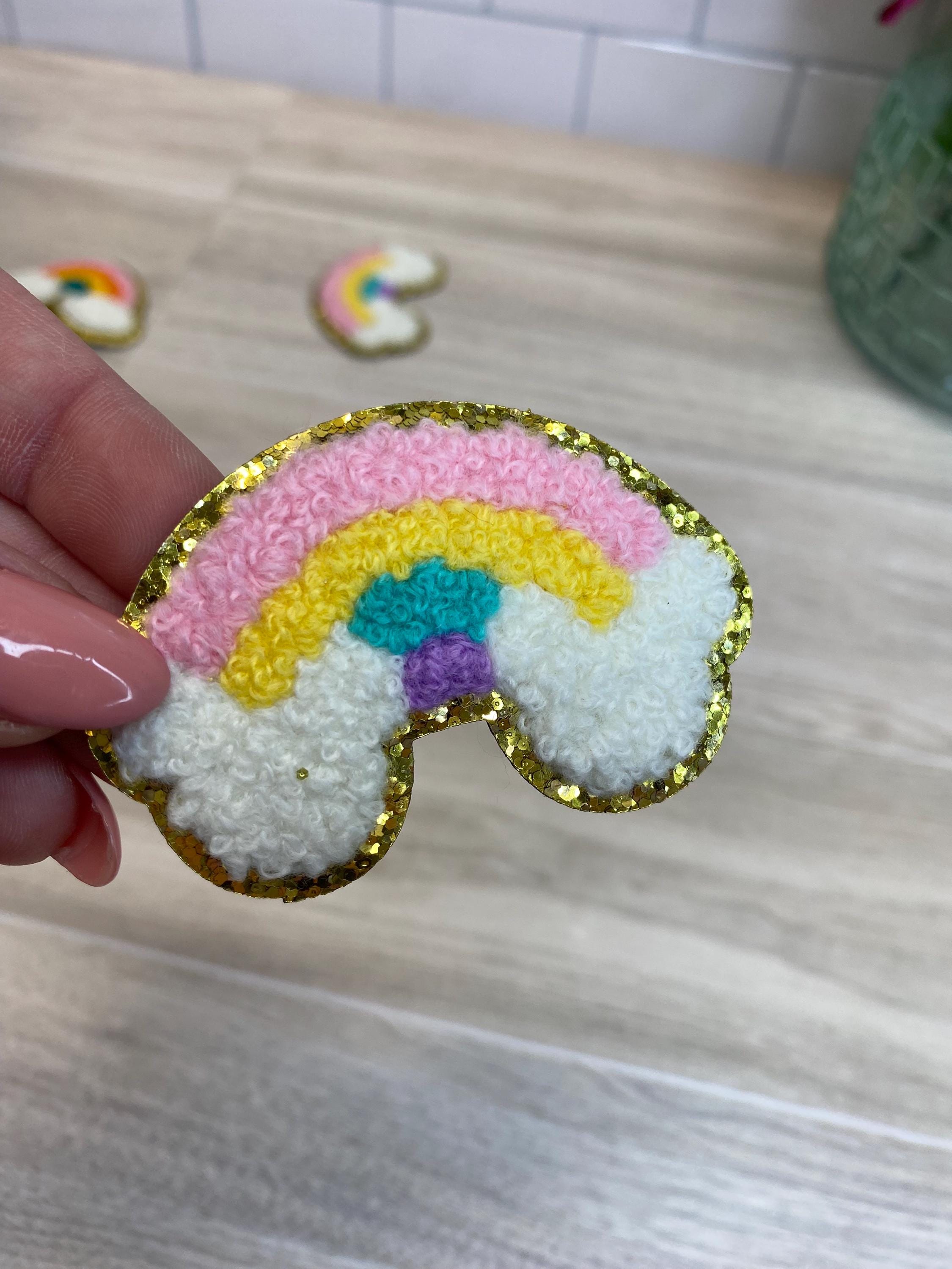 Chenille Rainbow Applique Patch, Iron-On DIY Crafts