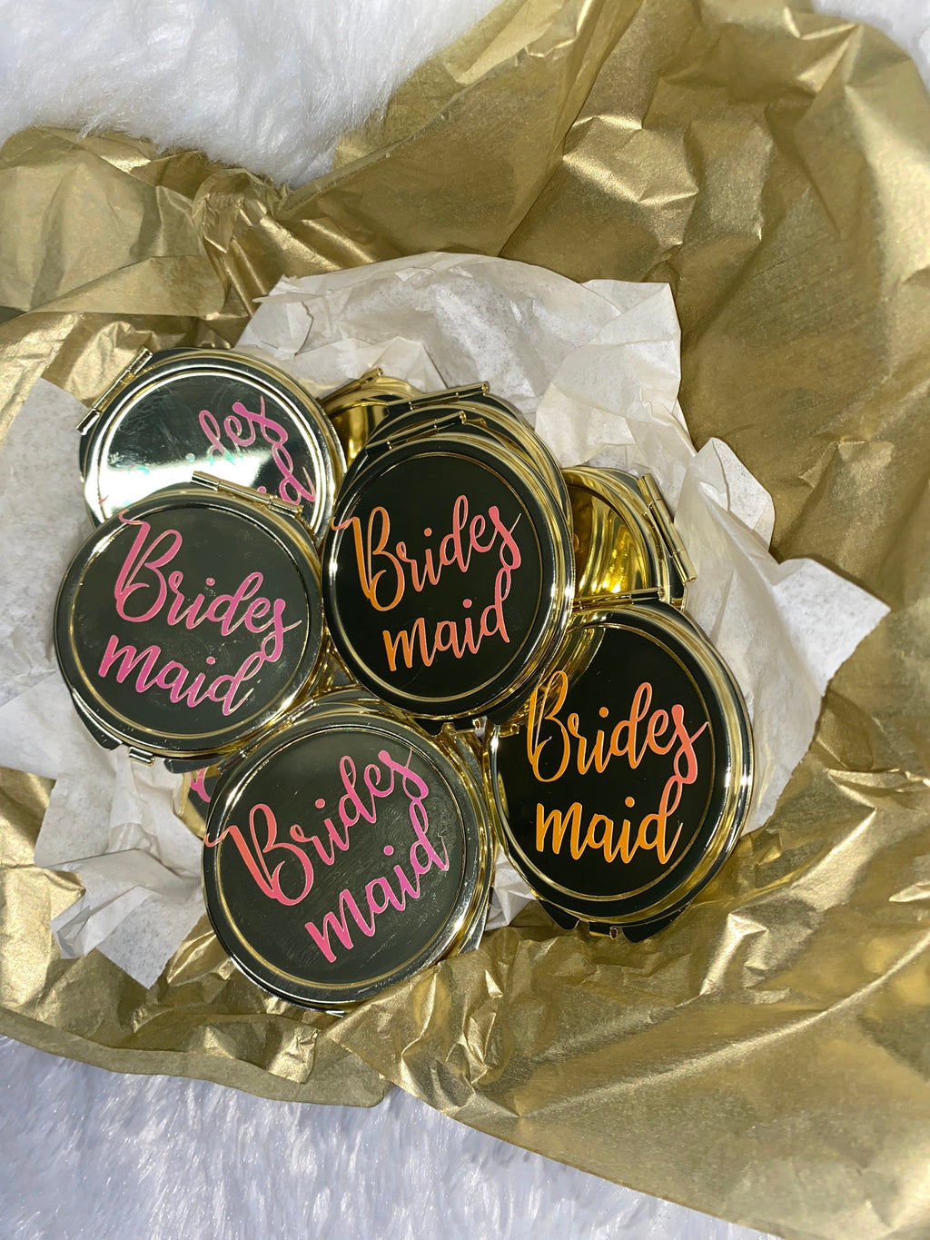 Holographic Bride/Bridesmaid Compact Mirror