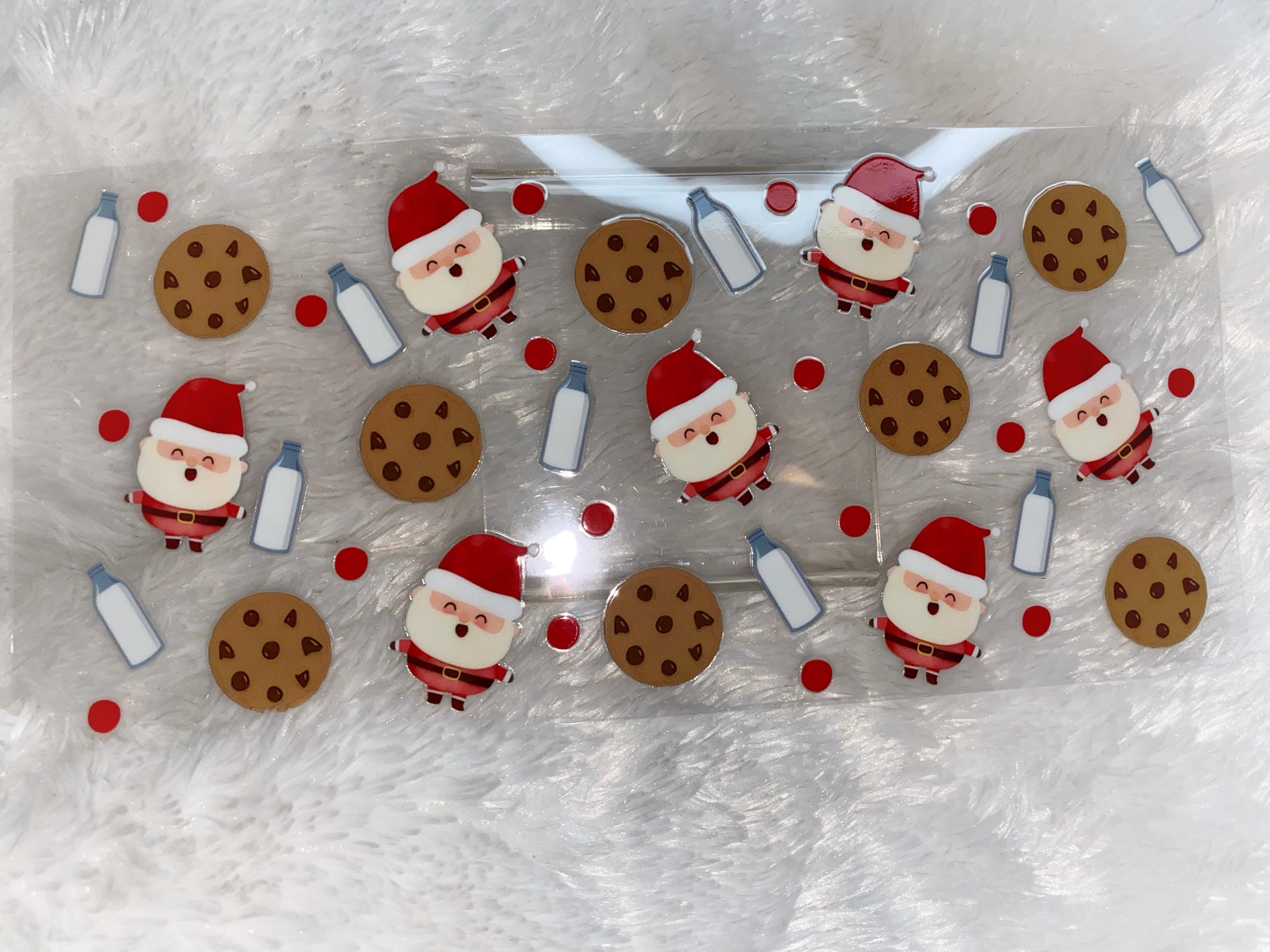 Santa and Cookies UV DTF Wrap: Christmas 16oz Tumbler Design (H4)