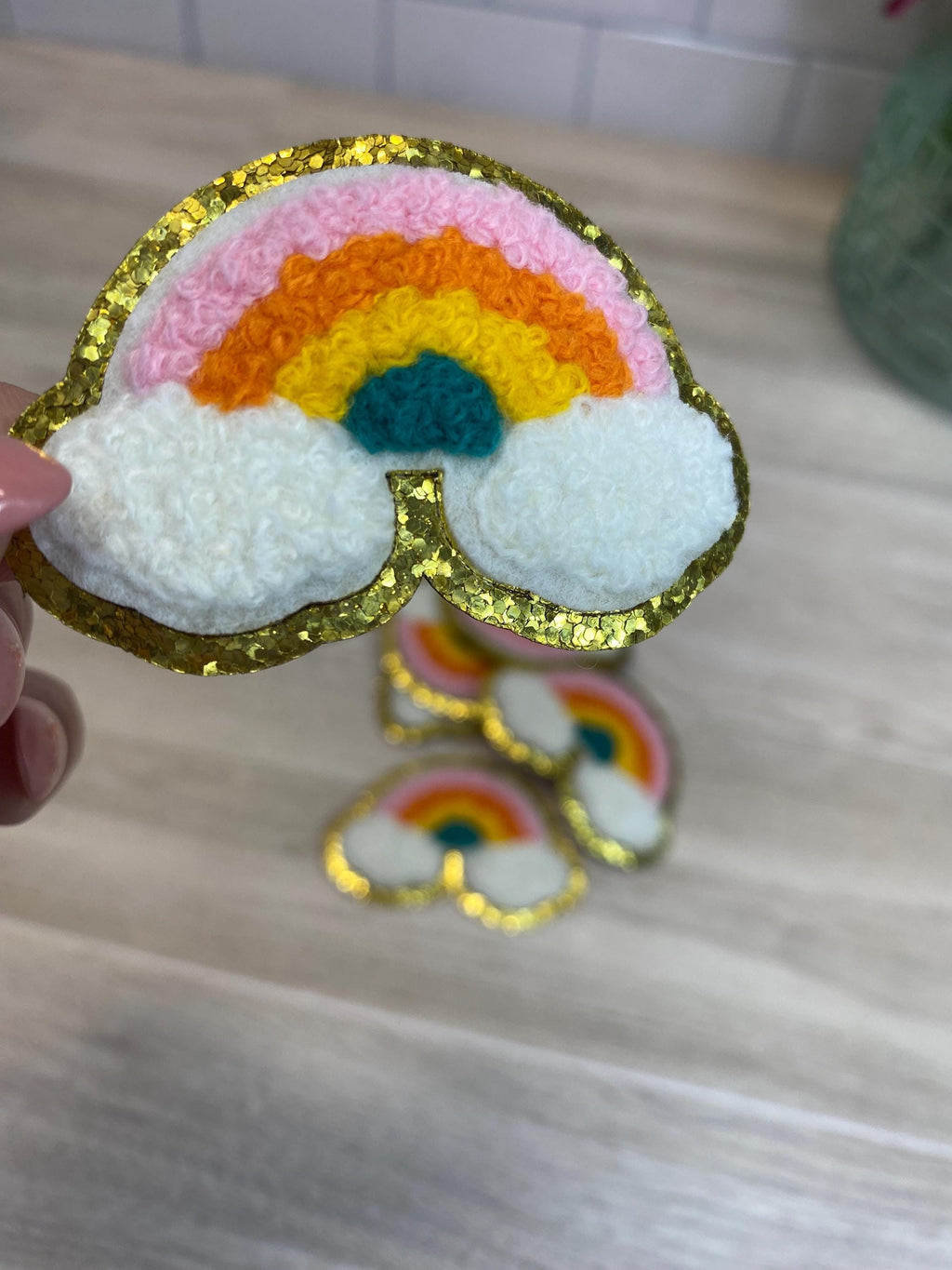 Chenille Rainbow Applique Patch, Iron-On DIY Crafts