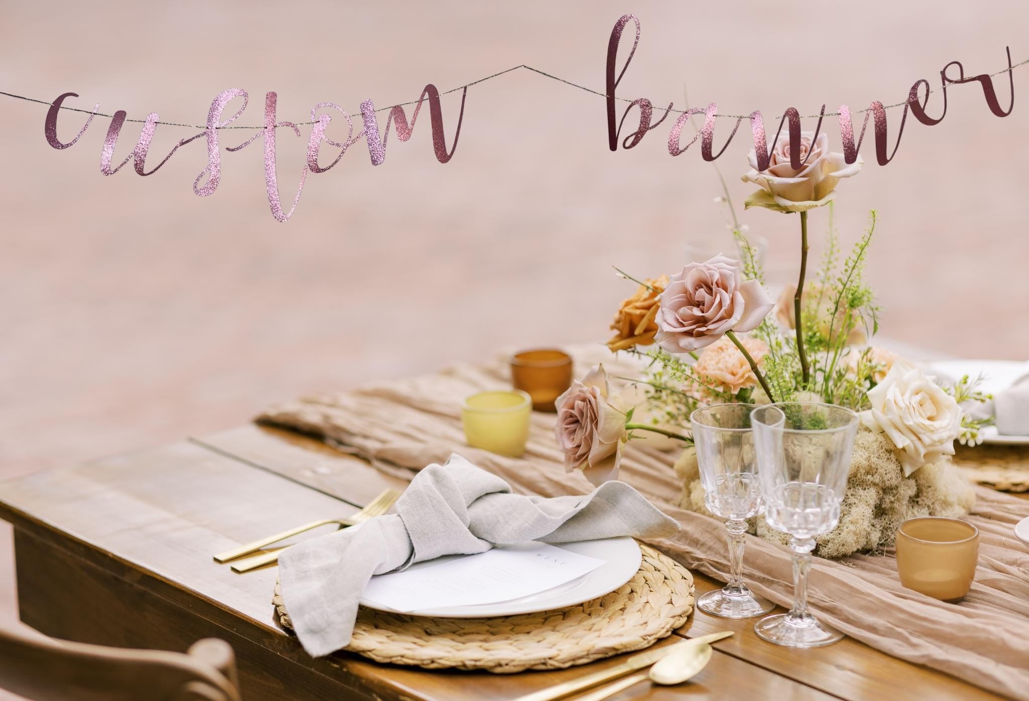 Personalized Glitter Cardstock Banner: Custom Party Decoration