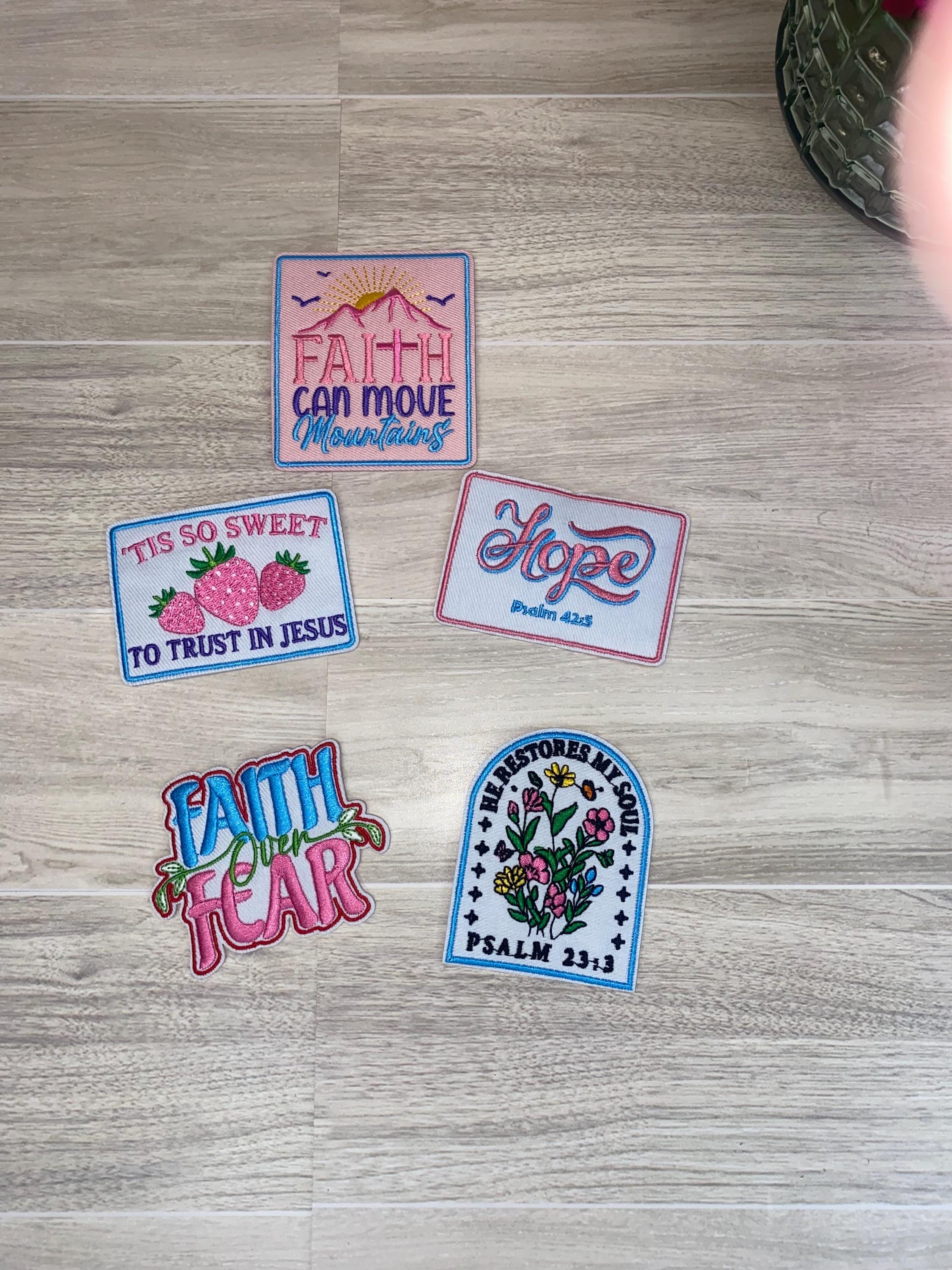 Faith Over Fear Embroidered Patch Set: Christian Iron-On Appliques (Set of 6)