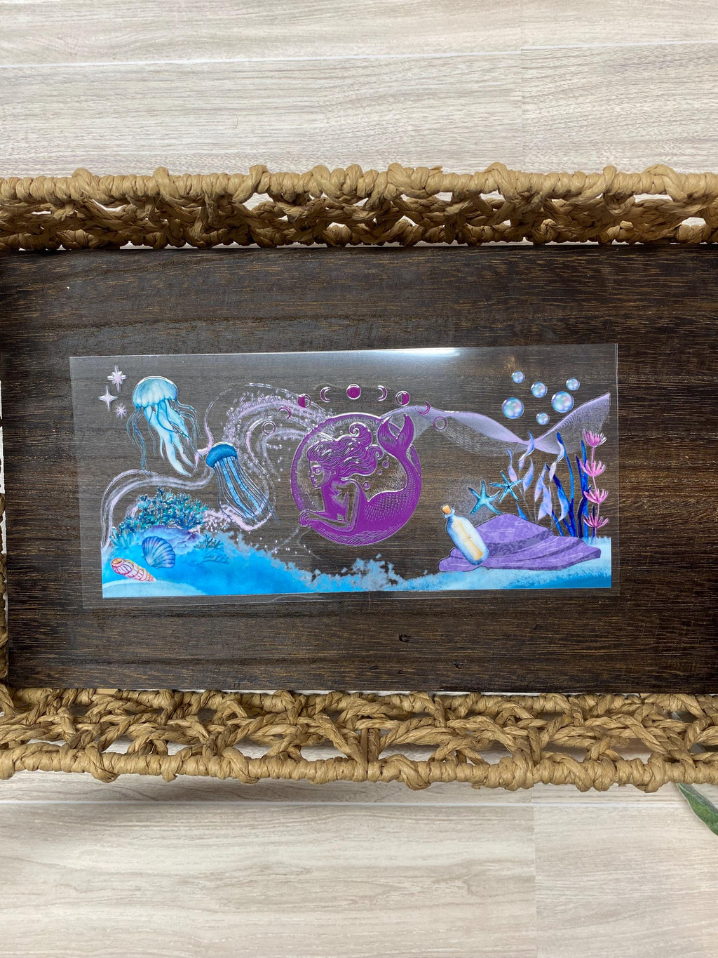 Mystical Mermaid UV DTF Wrap, 16oz Glass Cup, Under the Sea Theme