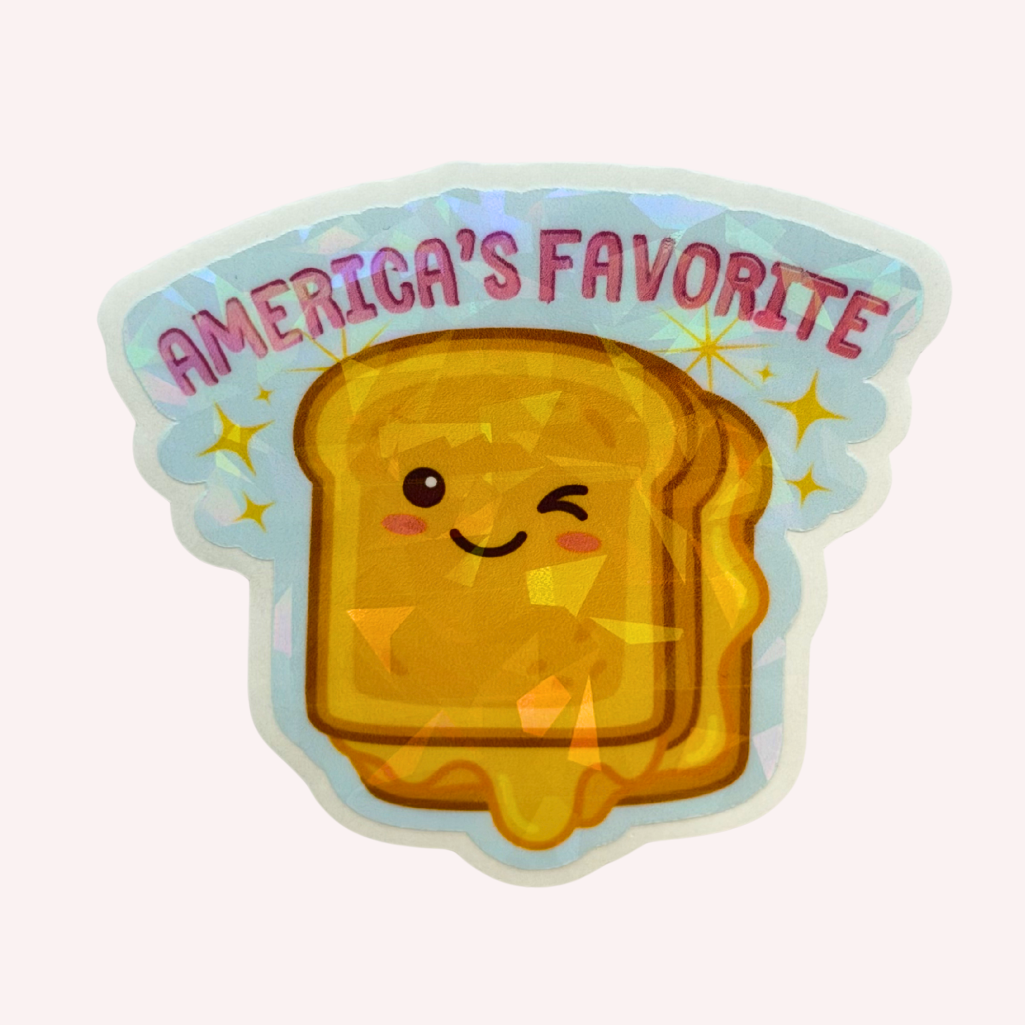 America's Favorite Sticker | Cute Grilled Cheese Holographic Sticker | Funny Foodie Sticker | Water-Resistant Sticker