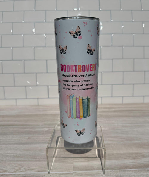 Booktrovert Tumbler: Books & Butterflies Stainless Steel Reader Gift