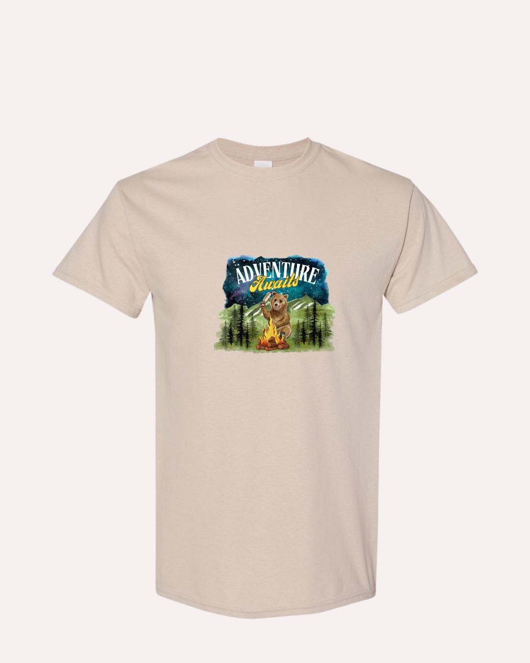 Camping Bear T-Shirt: Adventure Awaits, Campfire Humor