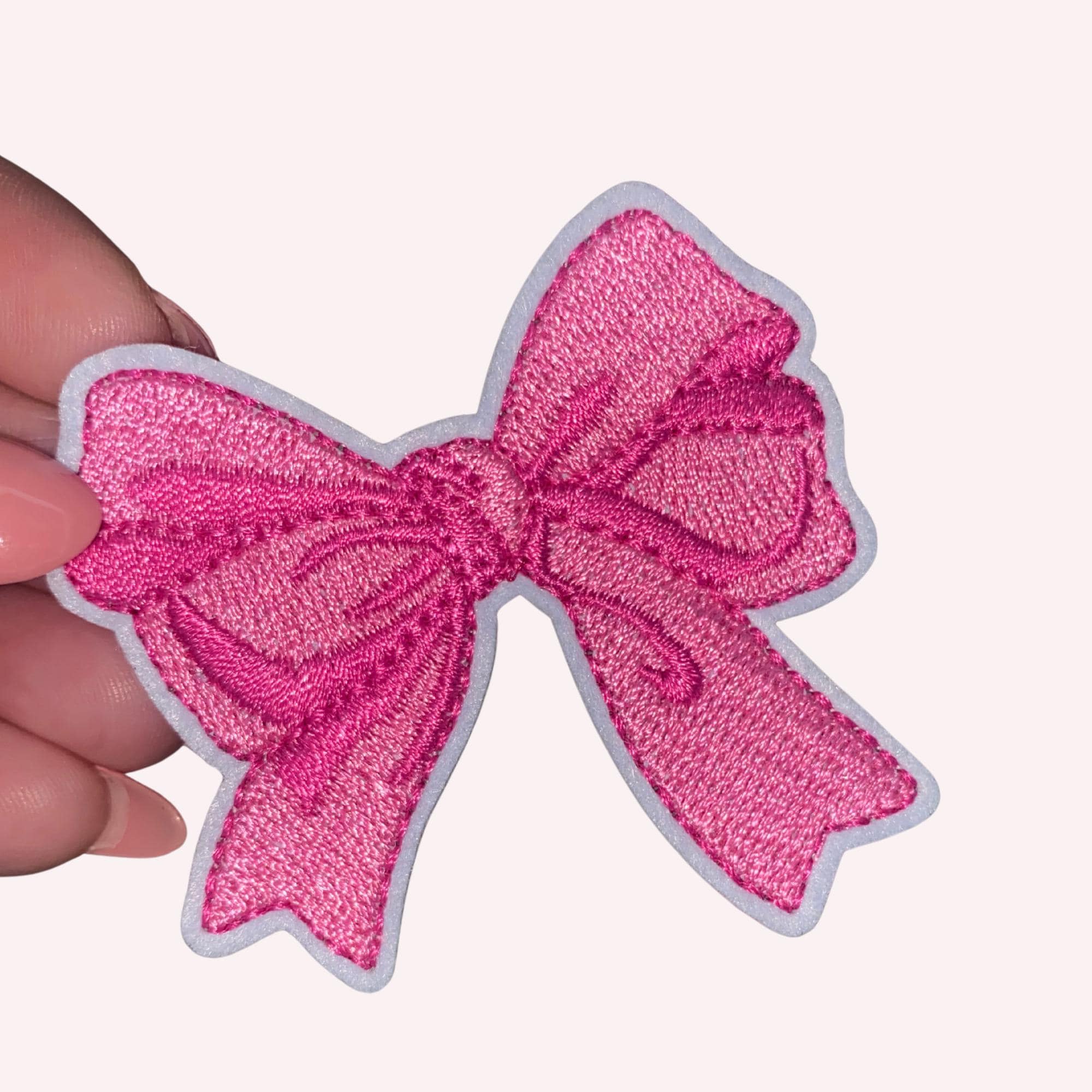 Pink Bow Embroidered Iron-On Patch – Girly Applique