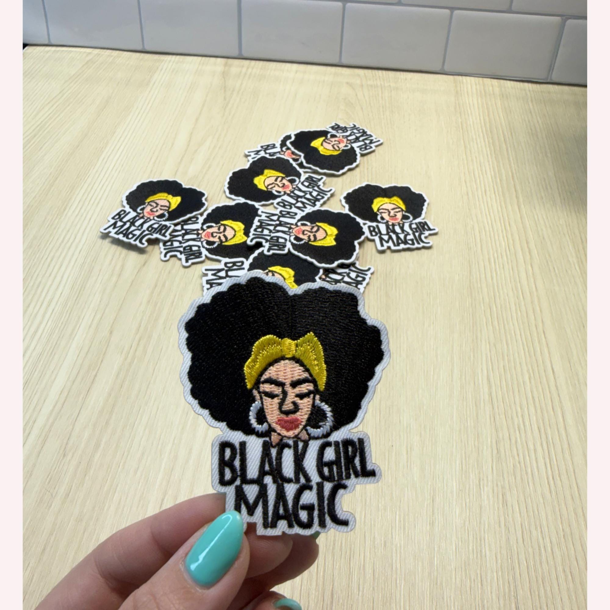 Black Girl Magic Patch – Embroidered Iron-On Patch, Melanin Pride | Natural Hair Patch | Empowerment Statement Patch