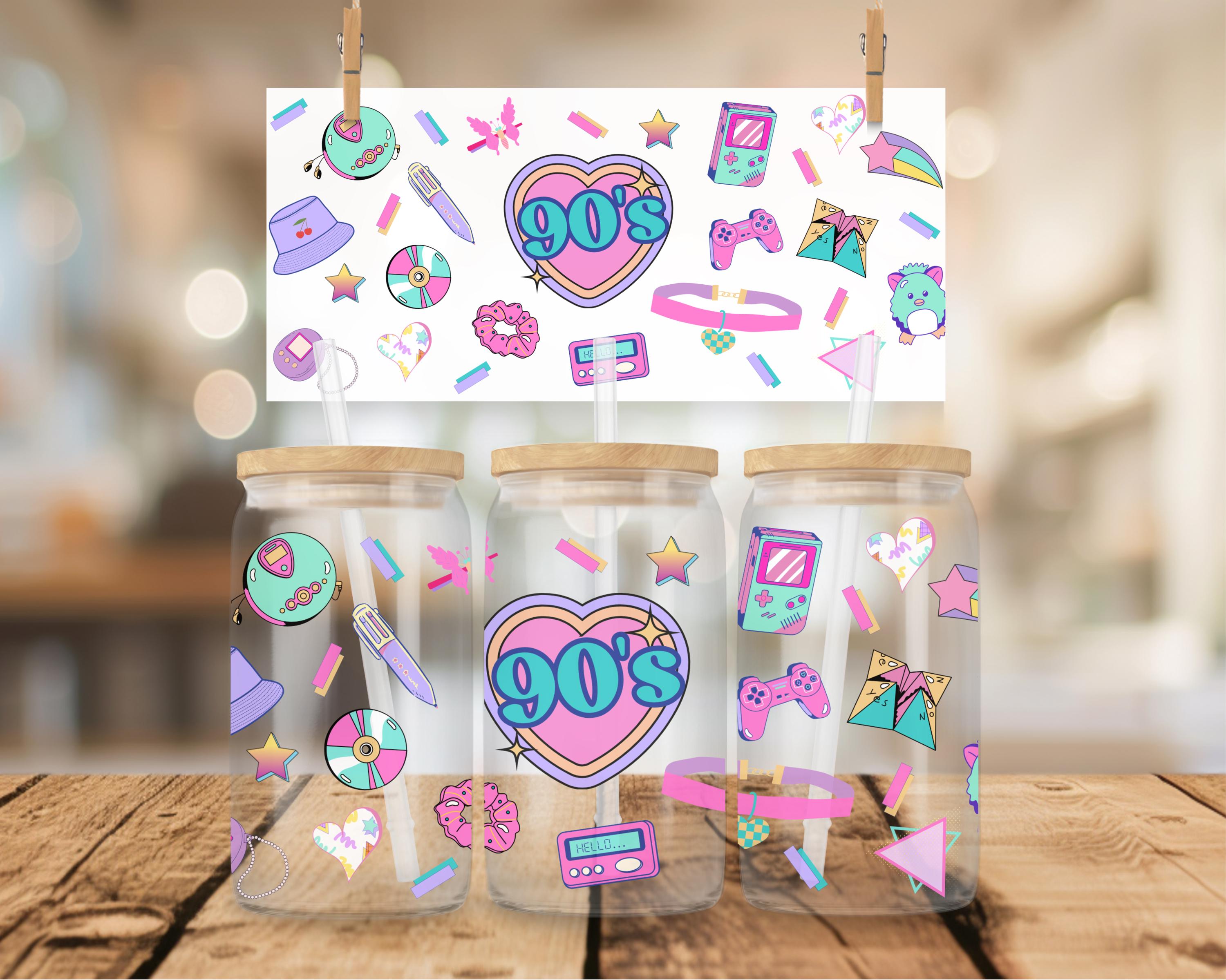 90's Theme, 90's Baby - 16 ounce beer can glass