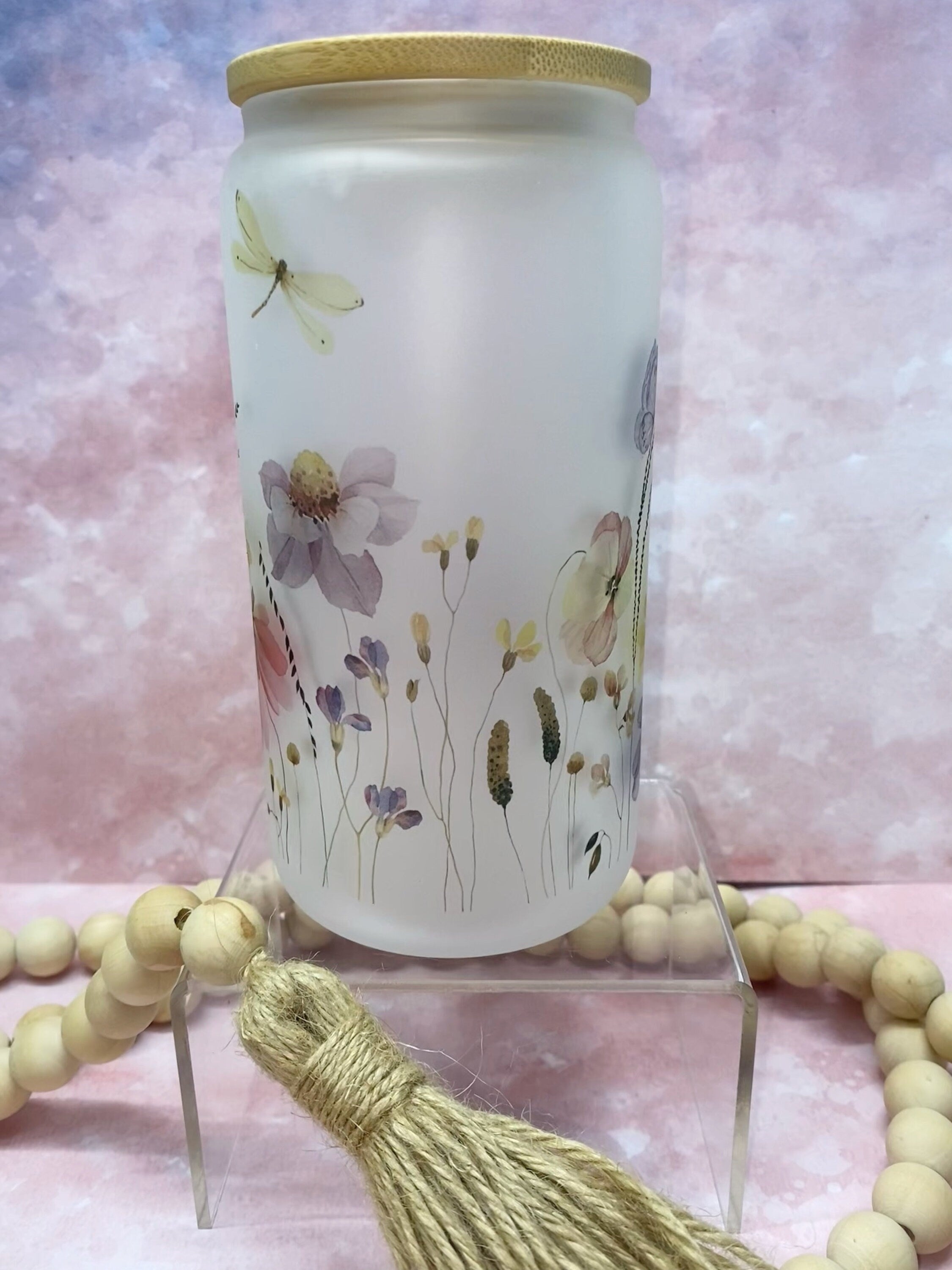 wildflower frosted beer glass