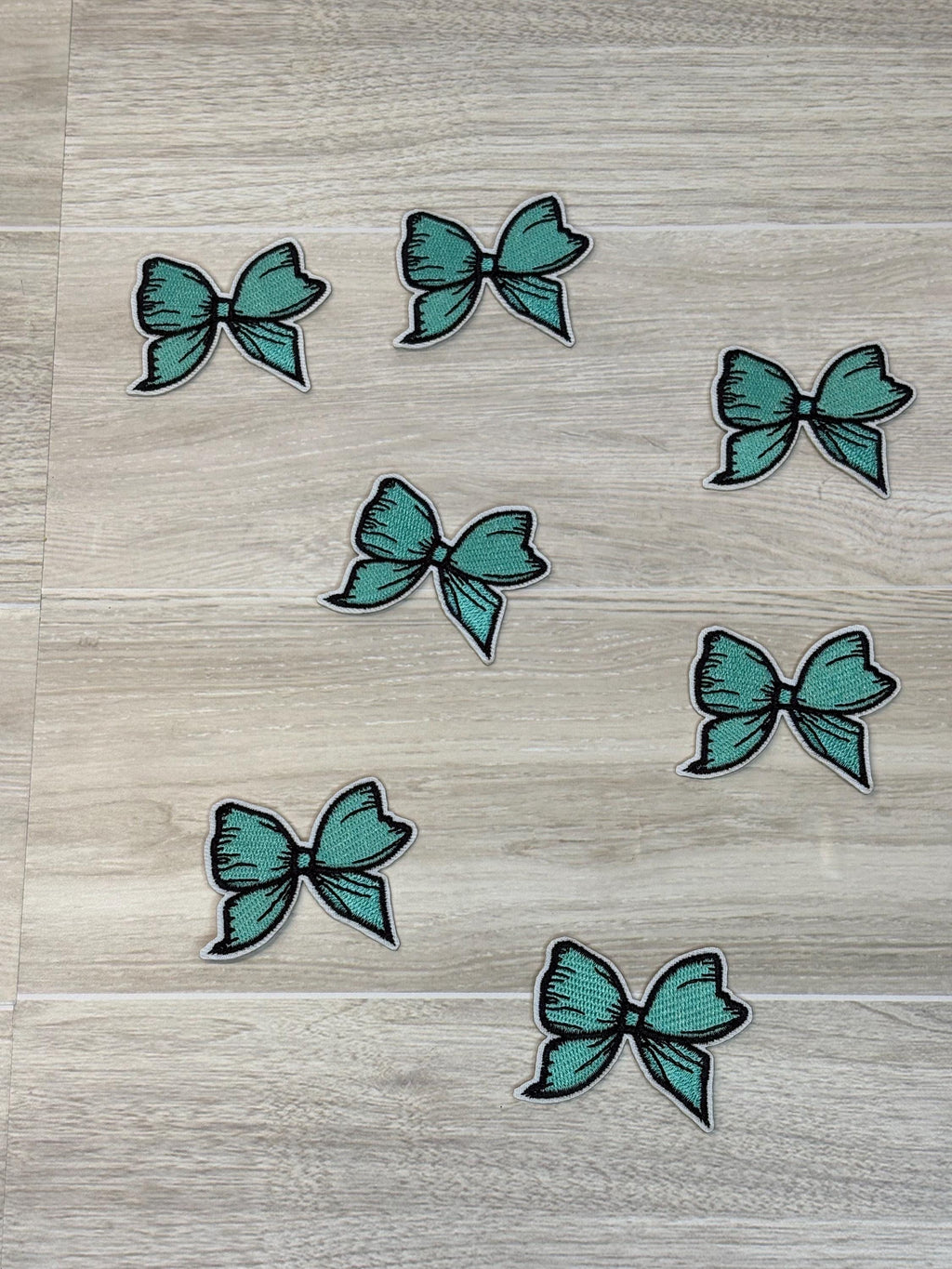 Teal Bow Embroidery Patch | Iron-On Applique (2”)