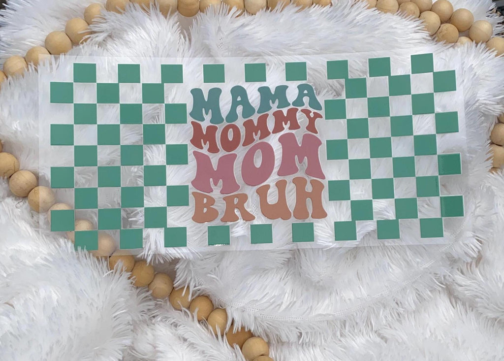Retro Mama to Bruh UV DTF Wrap: 16oz Tumbler Decal