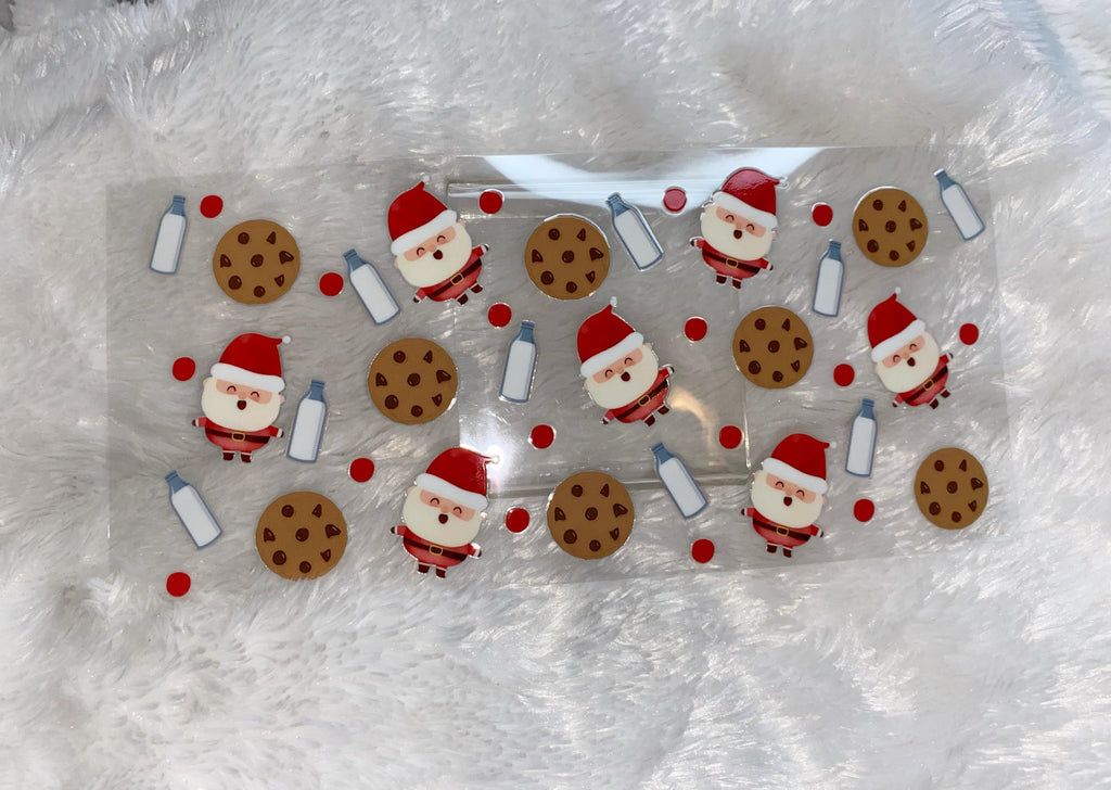 Santa and Cookies UV DTF Wrap: Christmas 16oz Tumbler Design (H4)