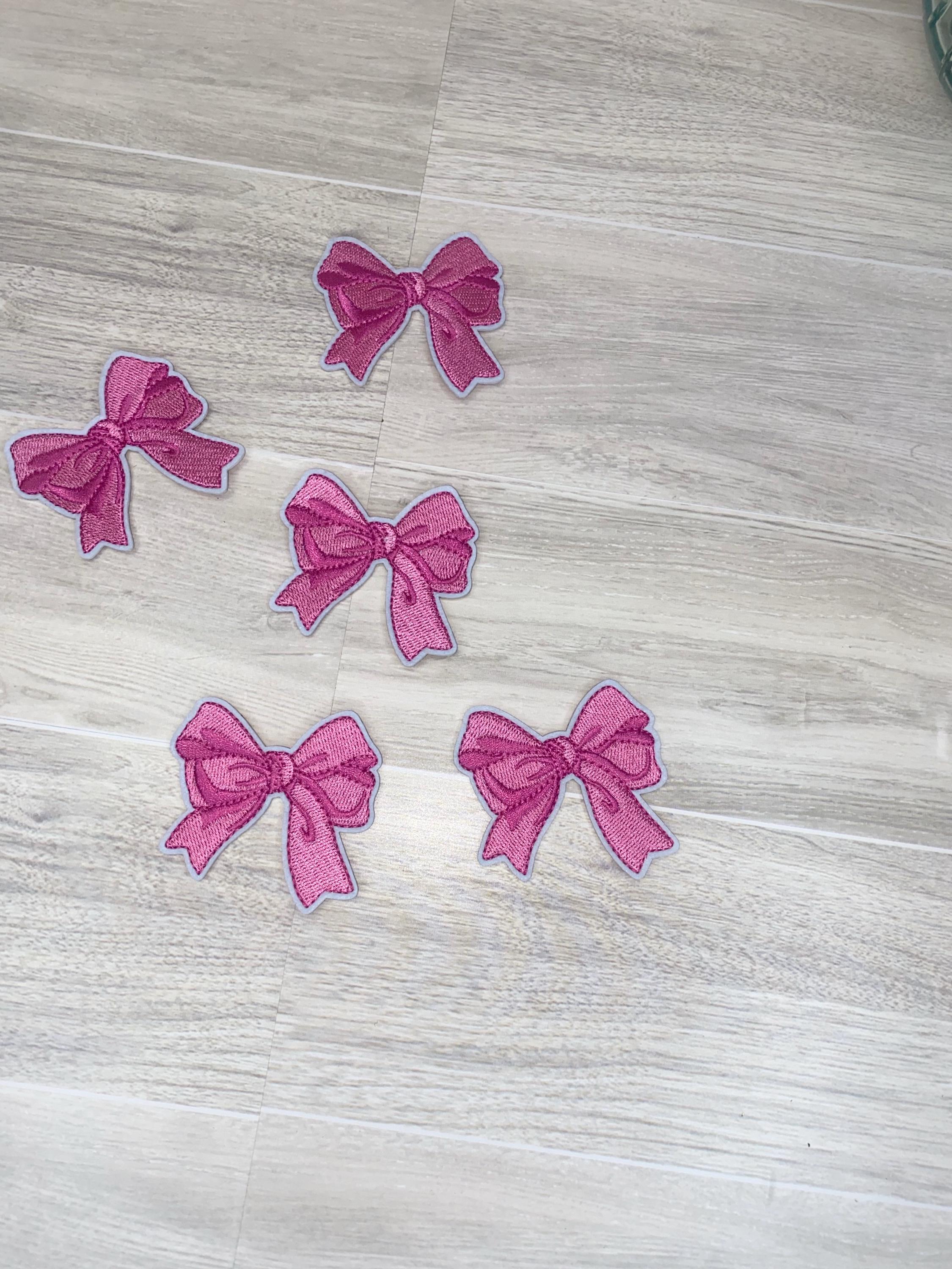 Pink Bow Embroidered Iron-On Patch – Girly Applique