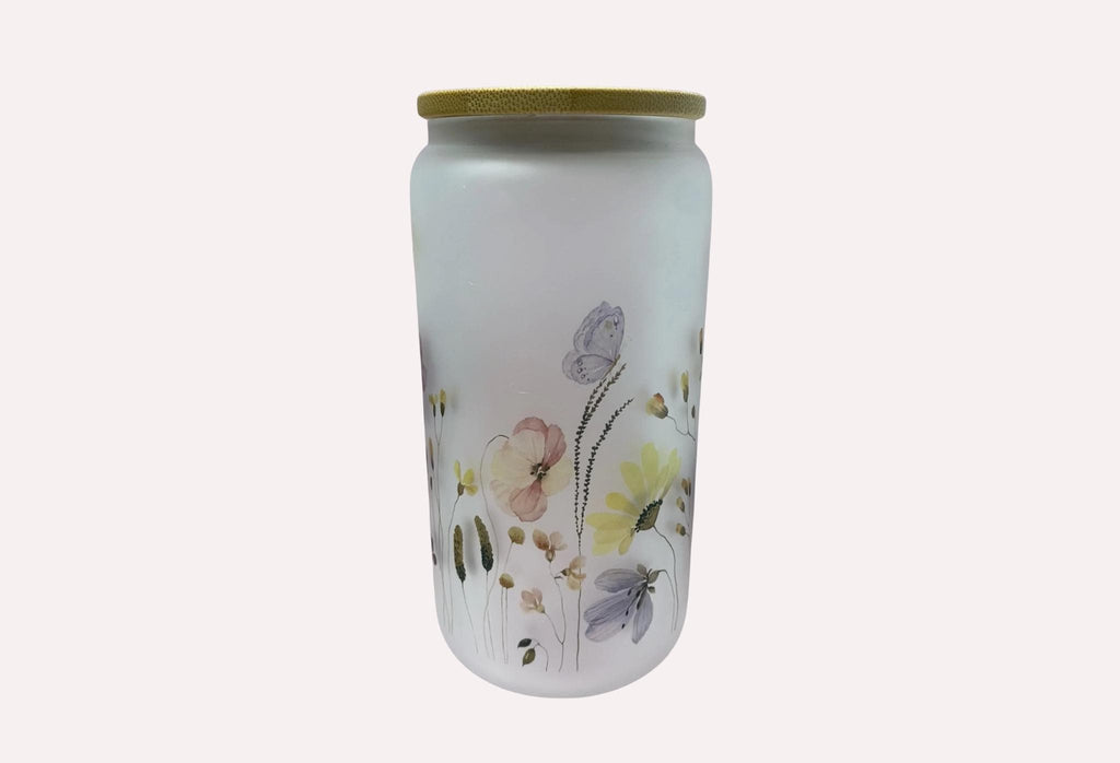 wildflower frosted beer glass