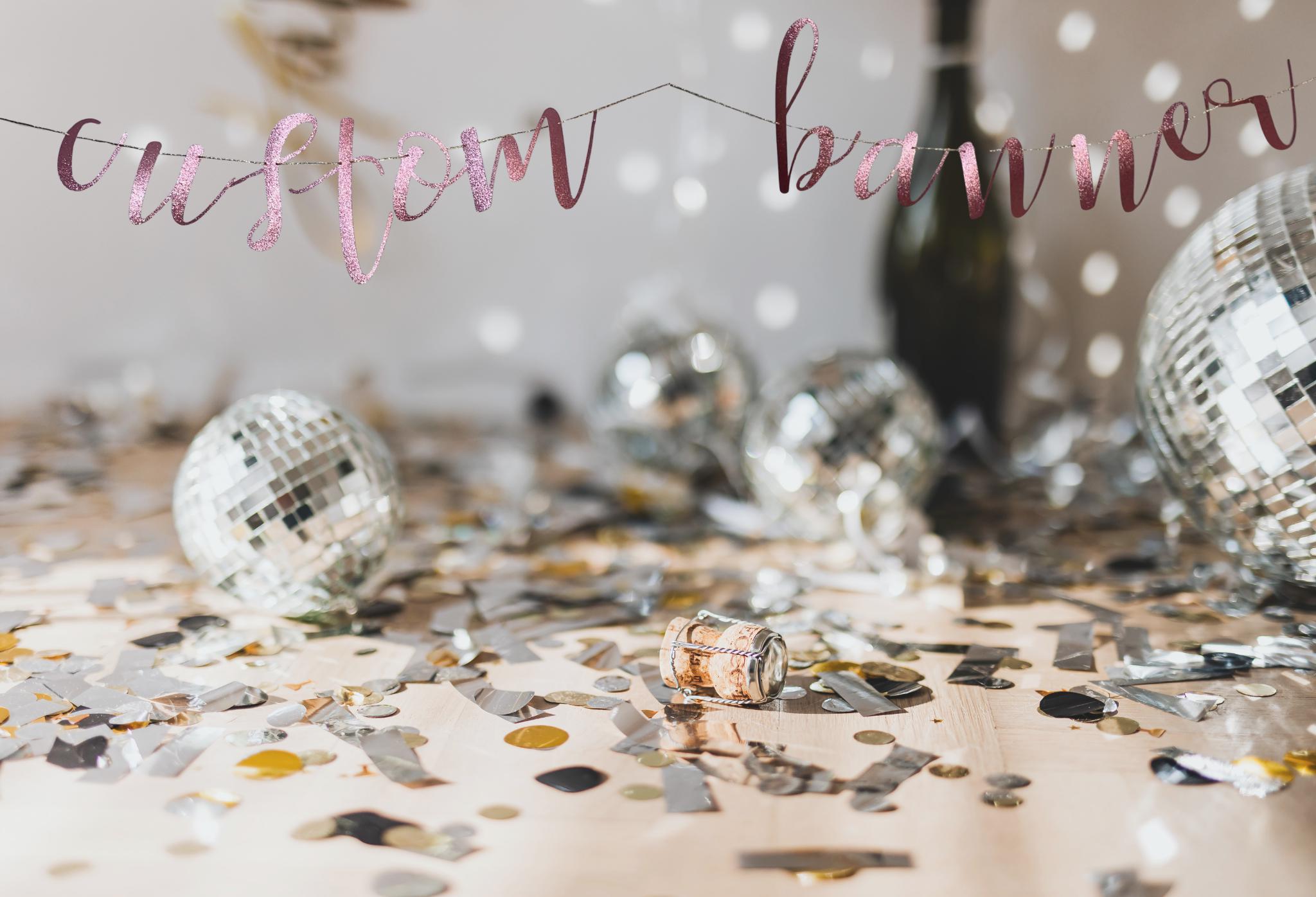 Personalized Glitter Cardstock Banner: Custom Party Decoration