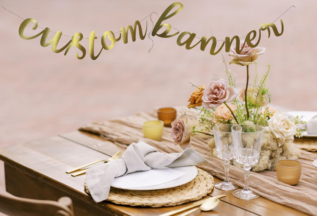 Personalized Glitter Cardstock Banner: Custom Party Decoration