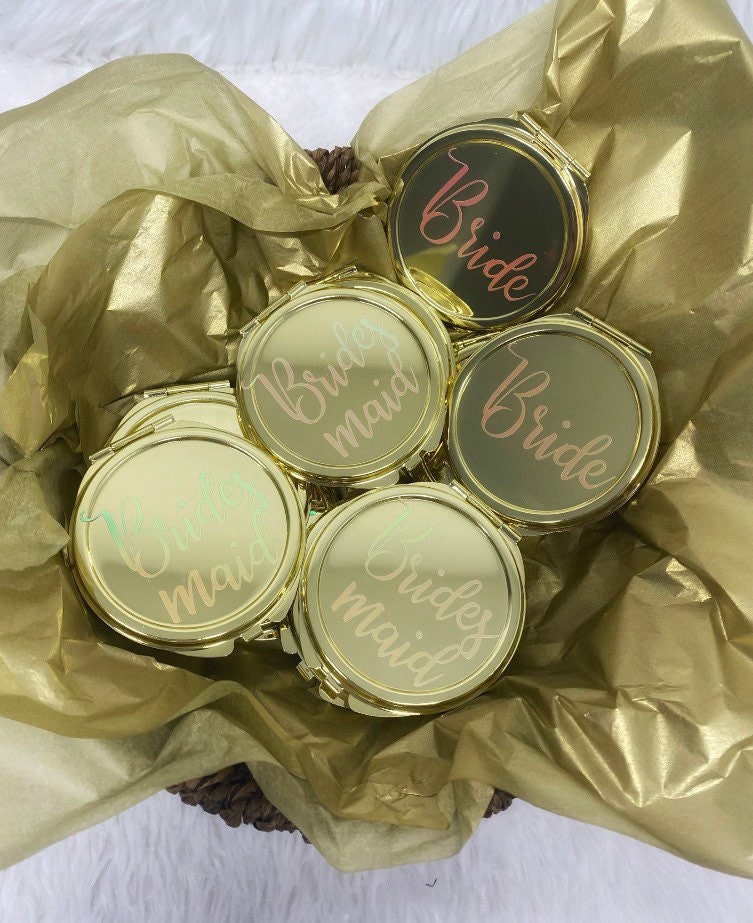 Holographic Bride/Bridesmaid Compact Mirror