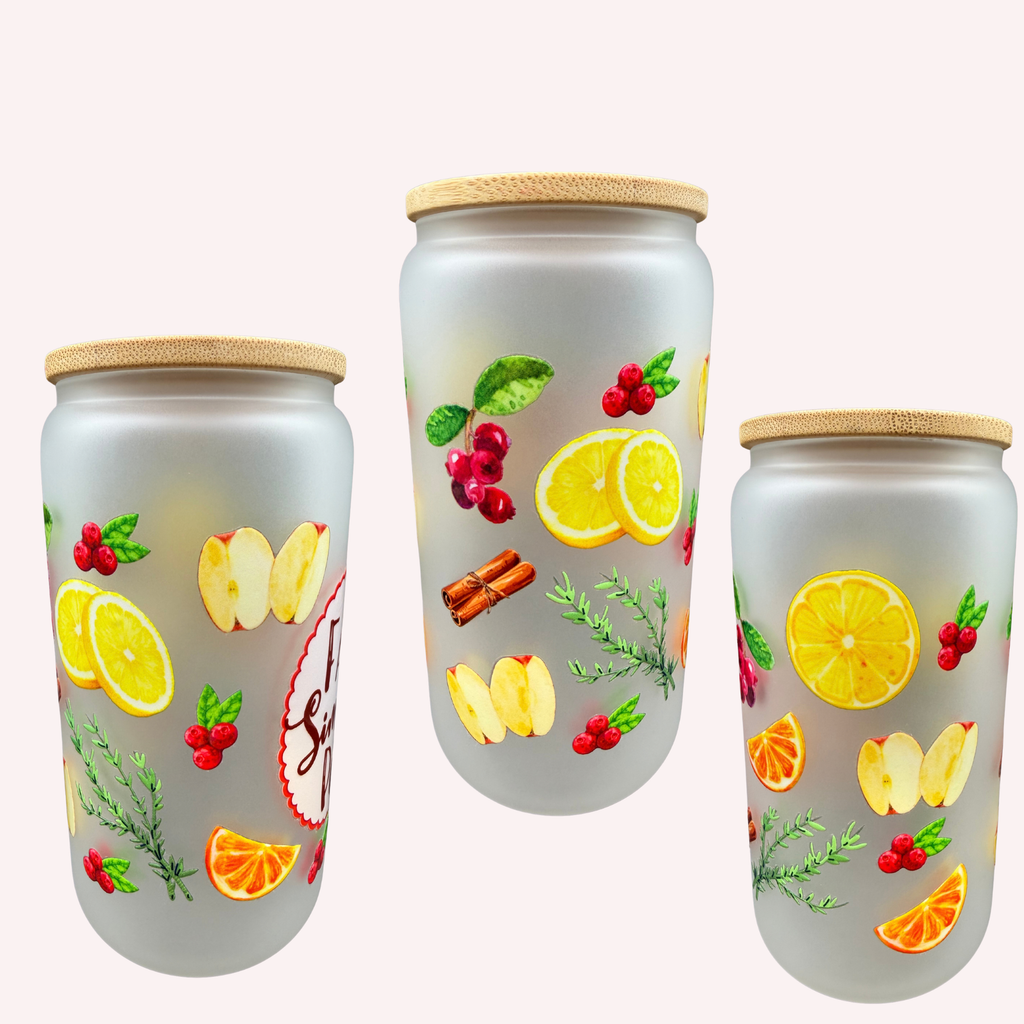 Fall Simmer Pot 16 oz Frosted Glass Tumbler