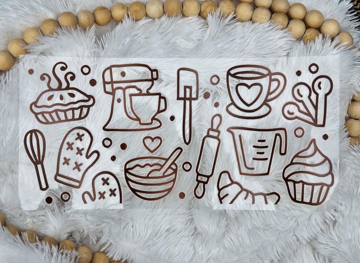 Baking Theme UV DTF 16oz Wrap: Tumbler Decal
