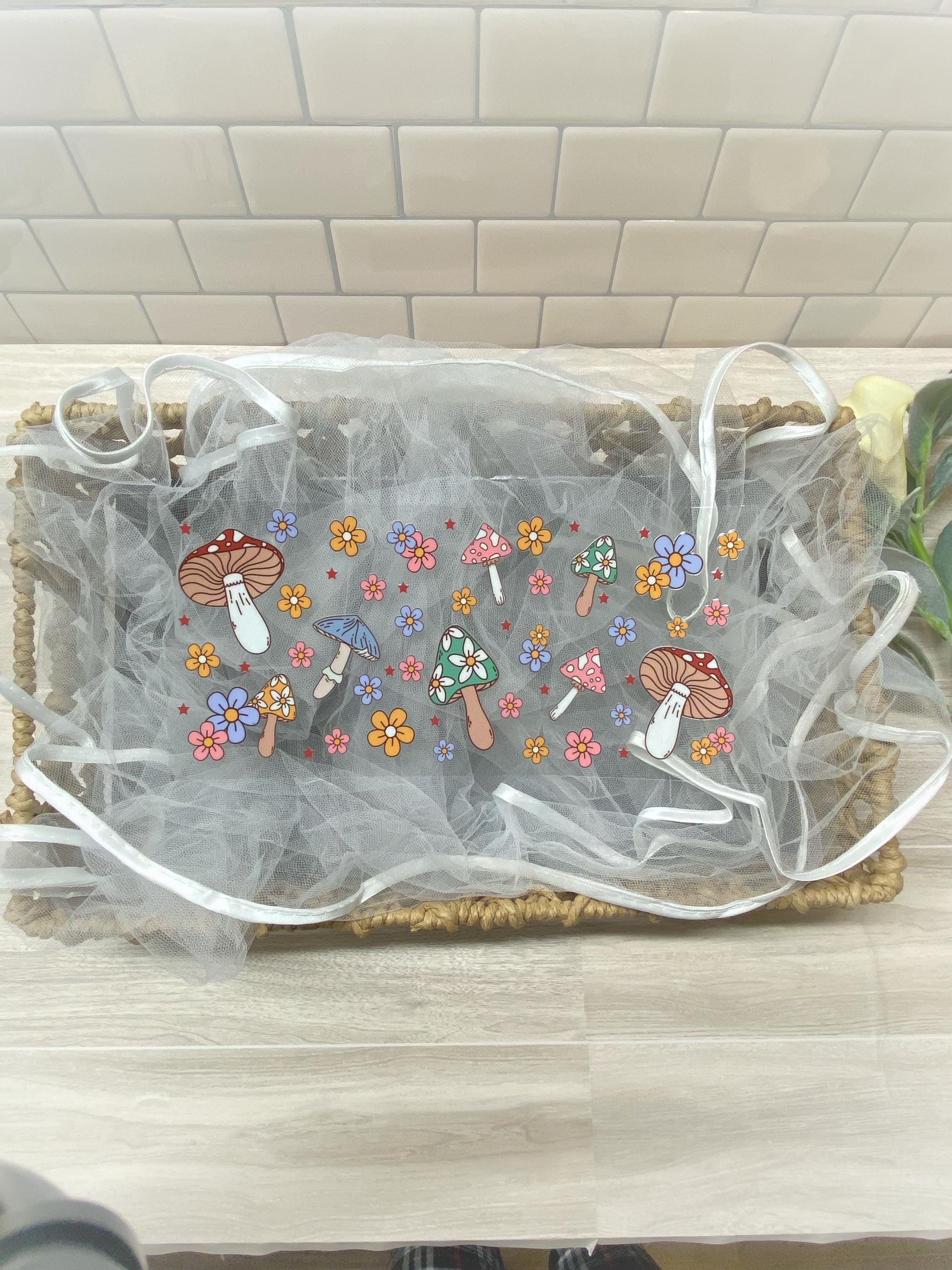 Mushroom & Flower UV DTF Wrap, Woodland Cup Transfer
