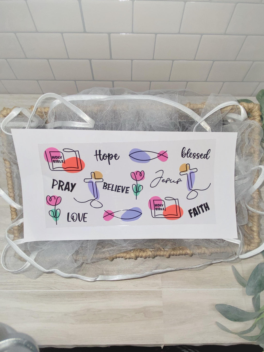 Christian UV DTF 16oz Glass Cup Wrap, Inspirational Faith Transfer